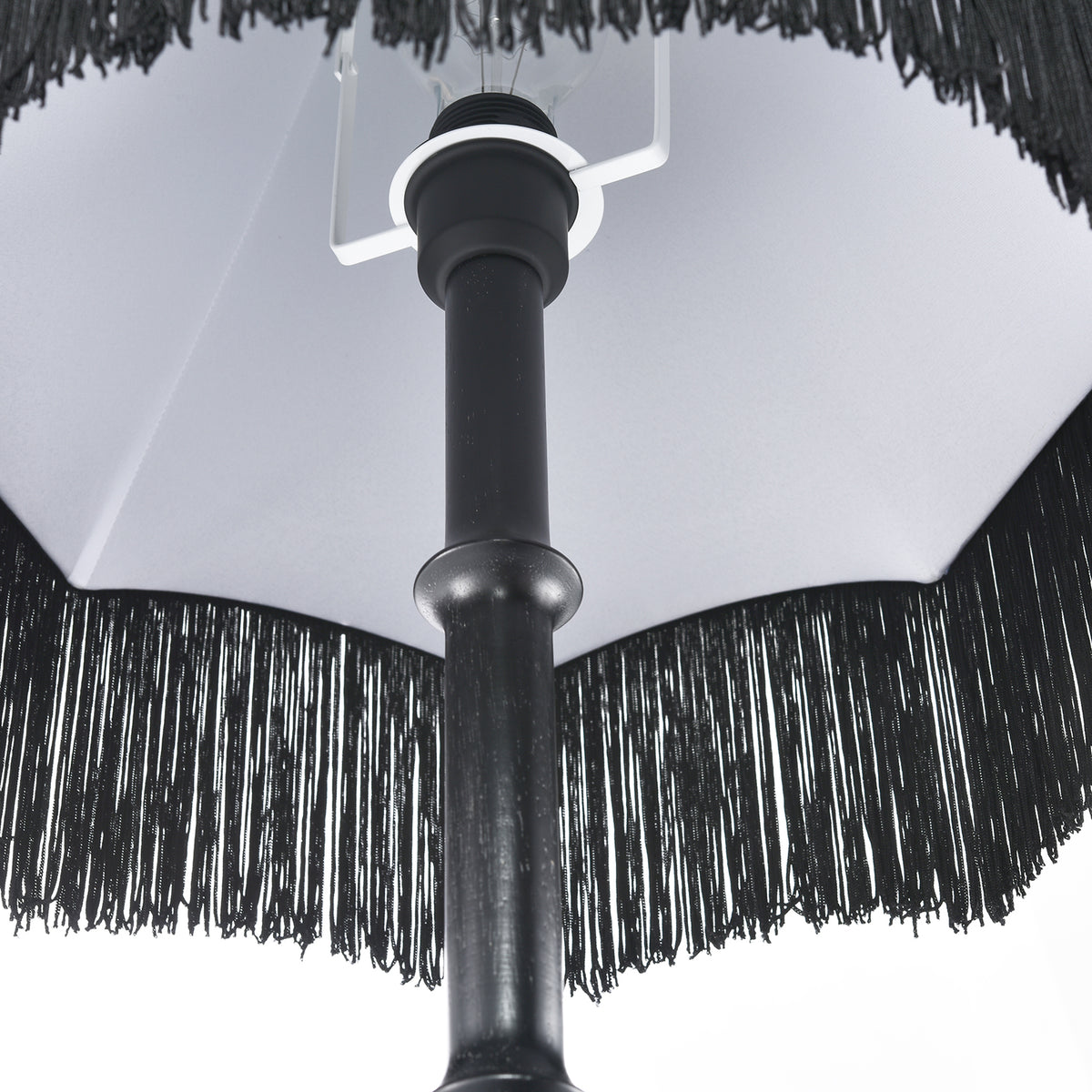 Classic Black Ash Wooden Floor Lamp with Velvet Victorian Style Shade Image 2