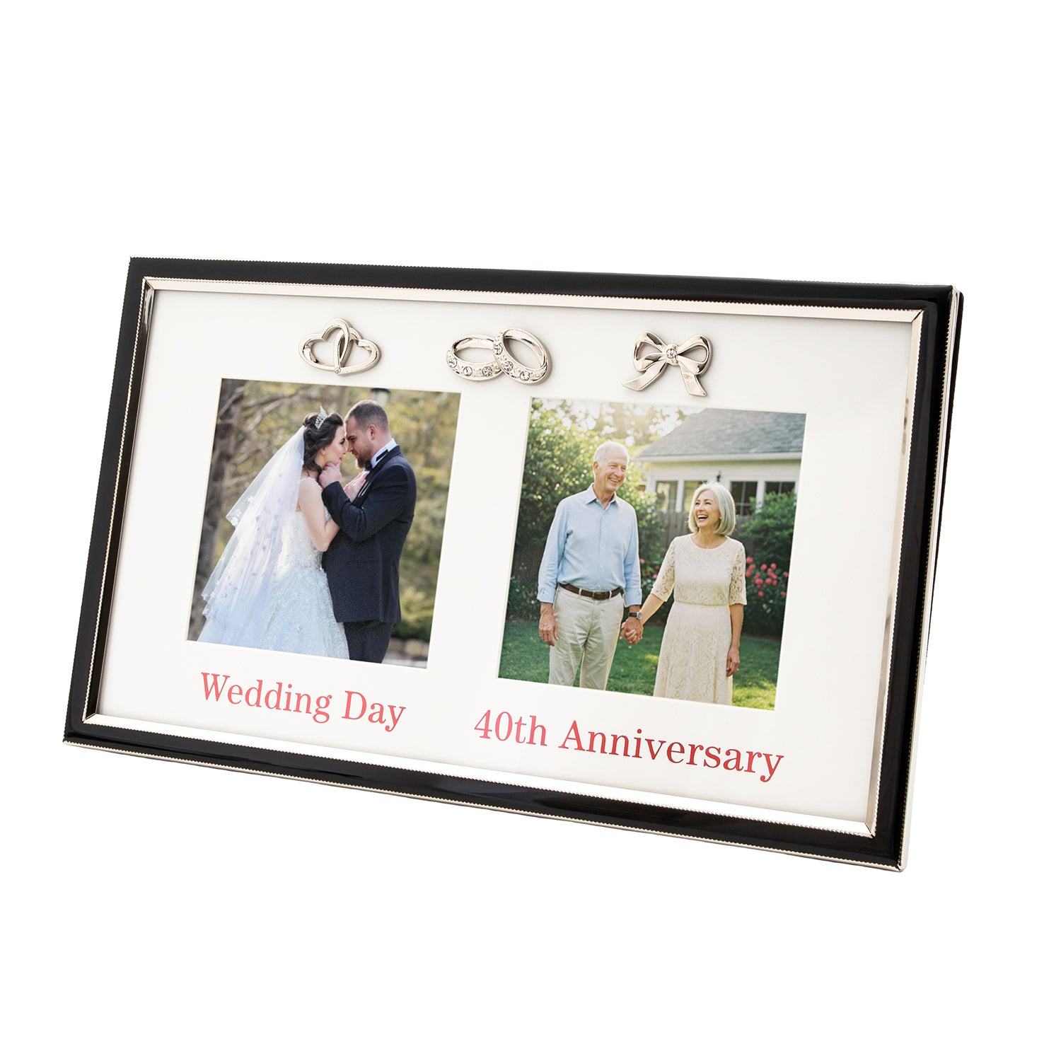 40th Anniversary and Wedding Day Picture Frame in Silver and Black with Icons Image 2