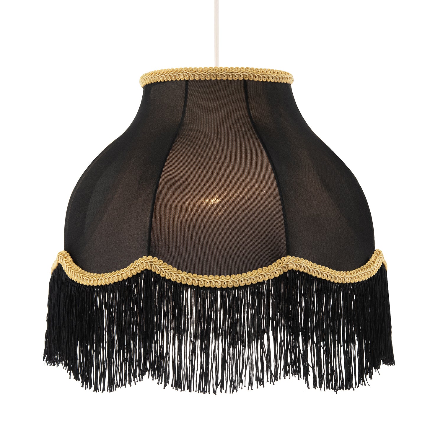 Classic Chic Victorian Style Lamp Shade in Black Elasticated Fabric Image 2
