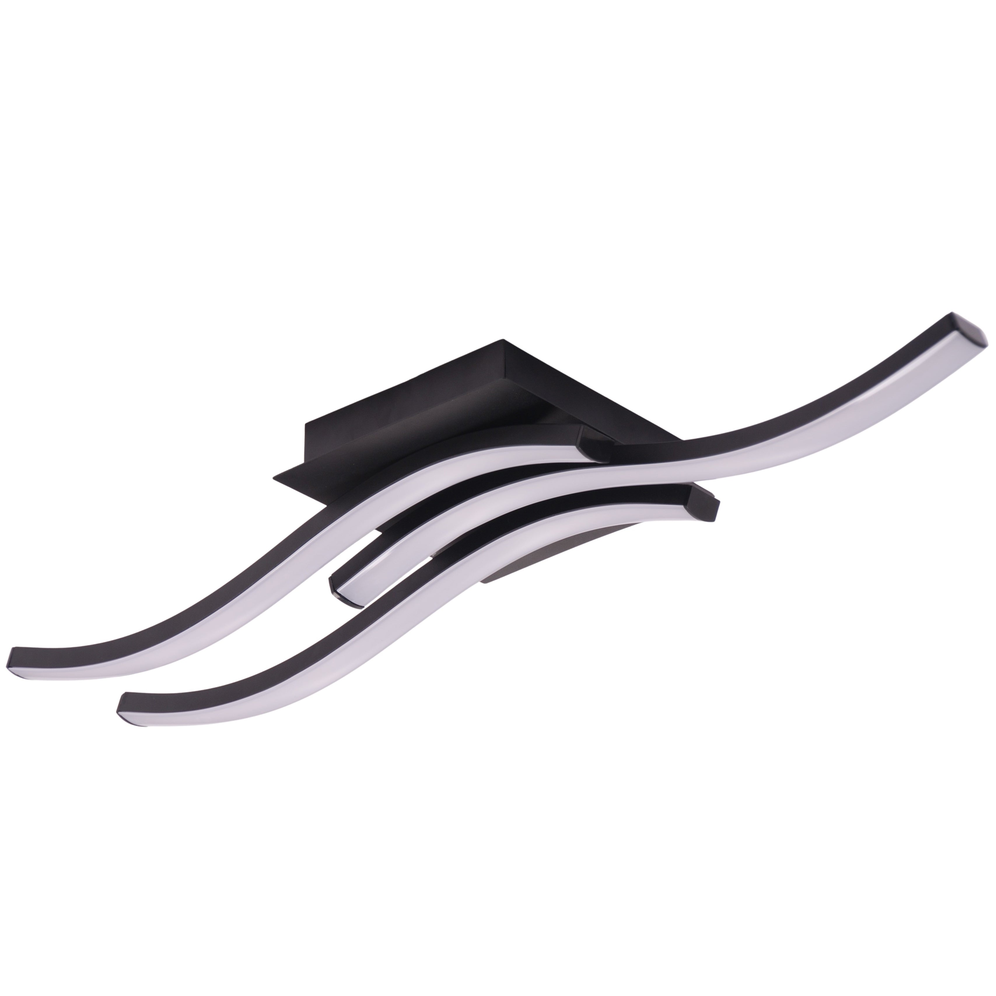 Modern Triple Wavy Strip Flush LED Ceiling Light Fixture in Matte Black Sand Image 1