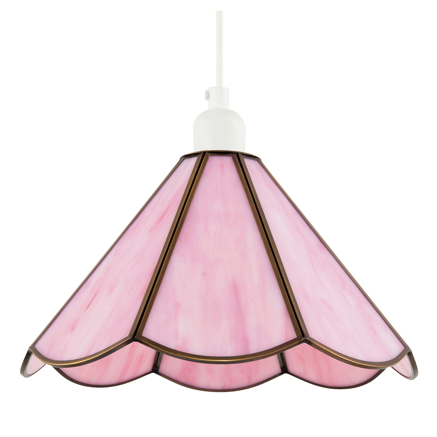 Classic Soft Blush Pink Tiffany Glass Easy Fit Pendant Lighting Shade Image 1