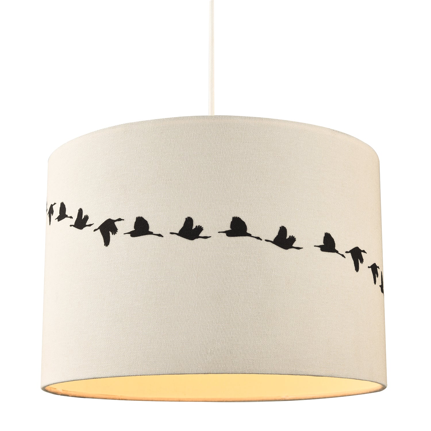 Flying Swans Lamp Shade in Light Cream Linen Fabric with Cotton Inner Image 2