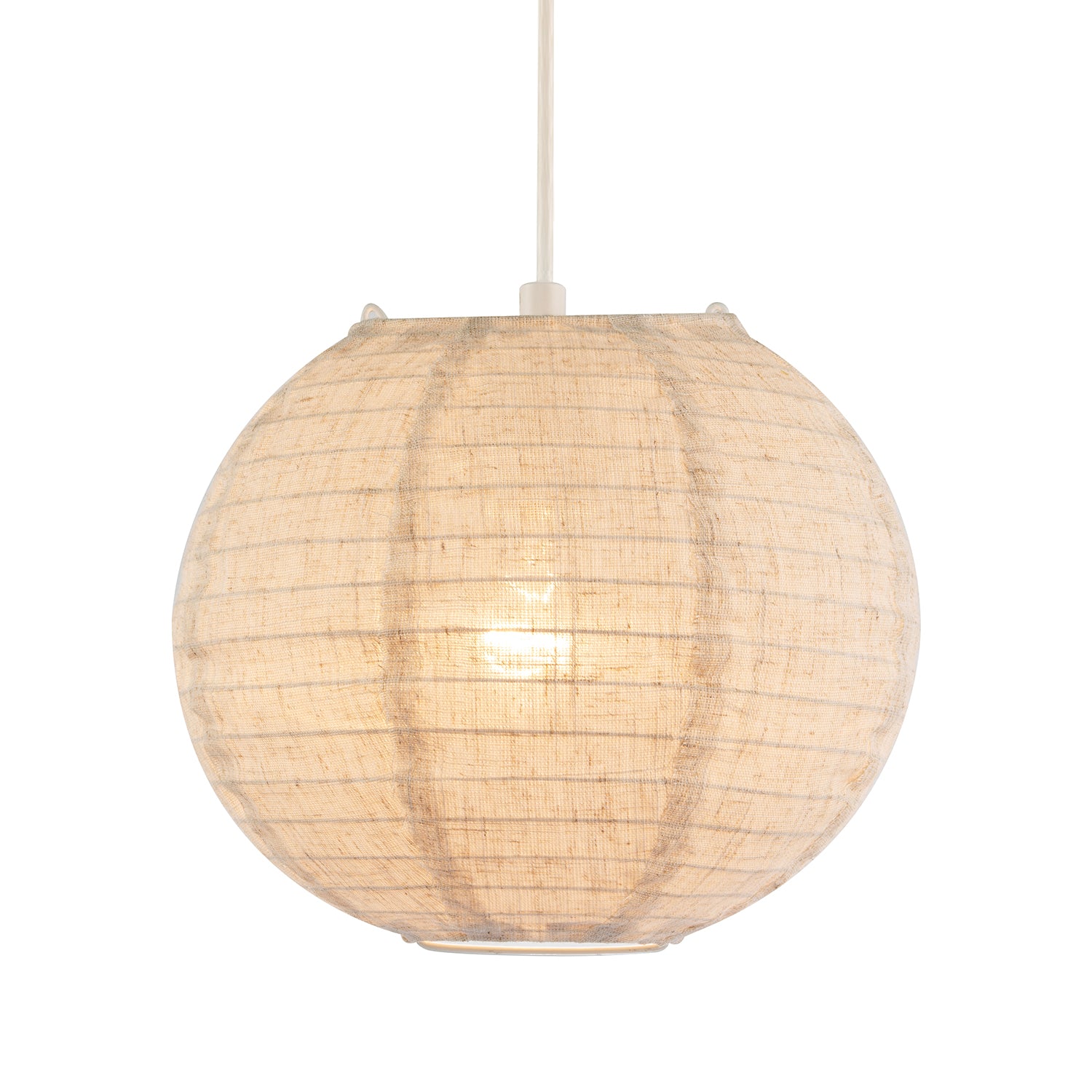 Chic Natural Linen Fabric Oatmeal Spherical Pendant Lighting Shade Image 2