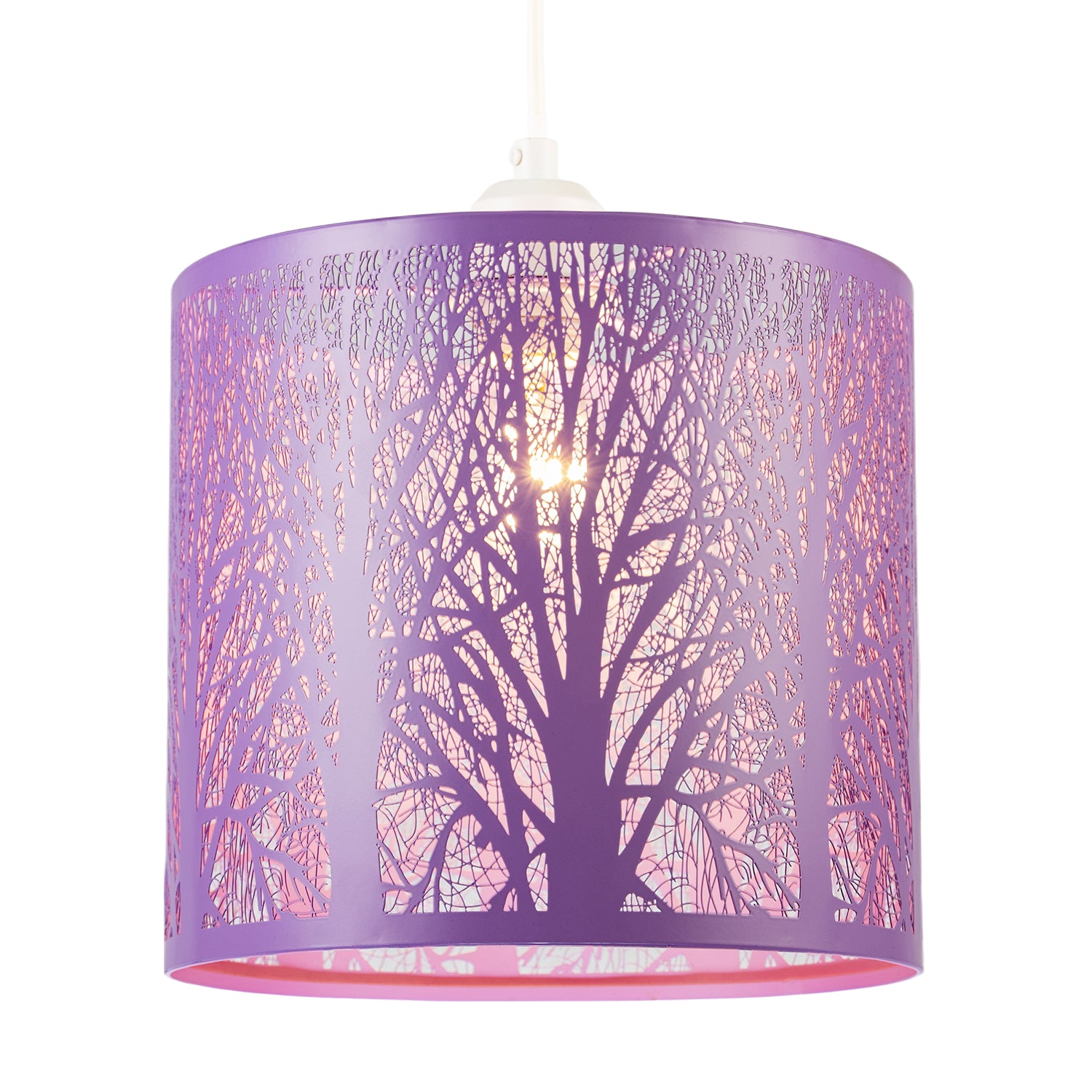 Unique and Beautiful Lavender Lilac Metal Forest Design Pendant Shade Image 2