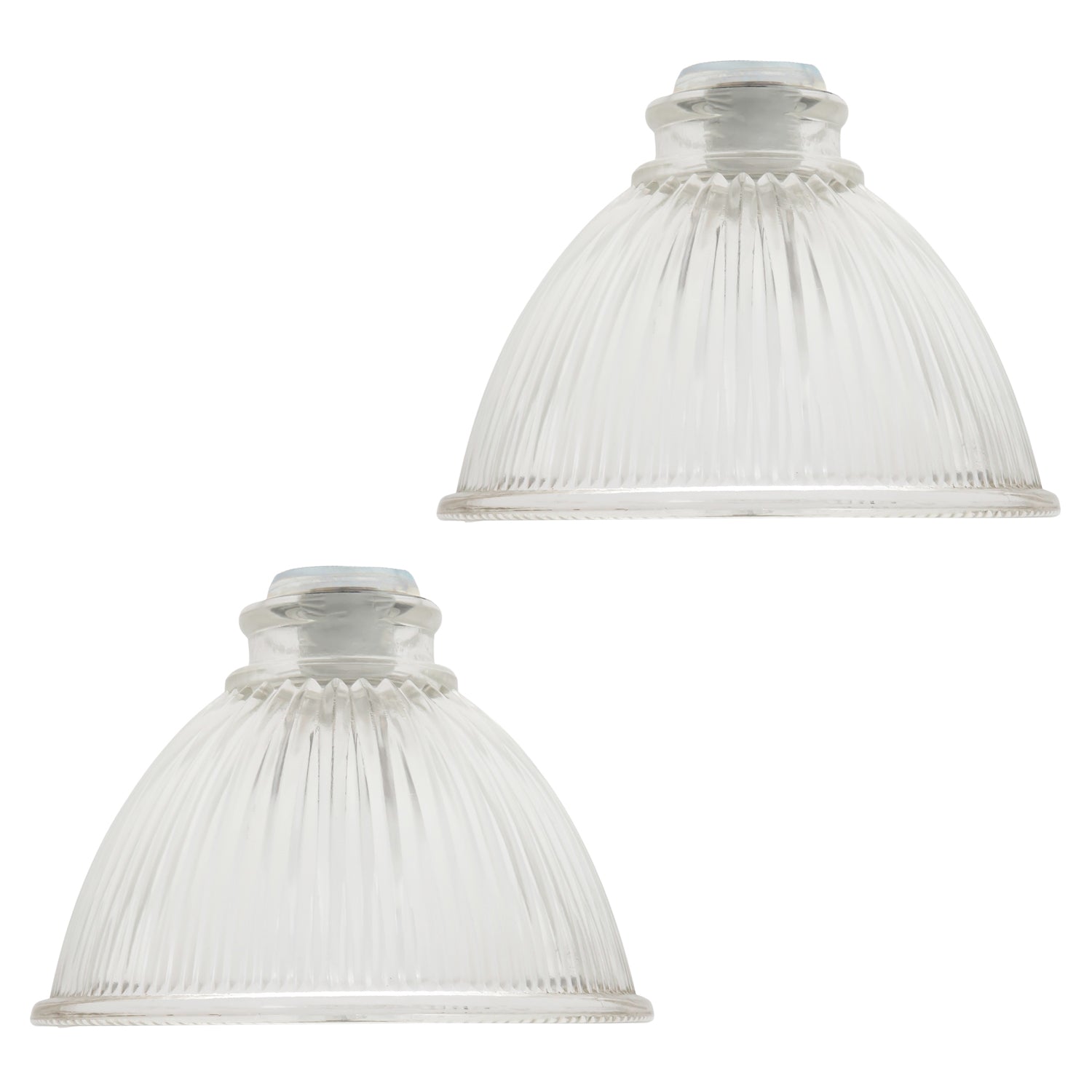 Pair of American Diner Clear Glass Shades with Ribbed Lines for E14 and E27 Image 1