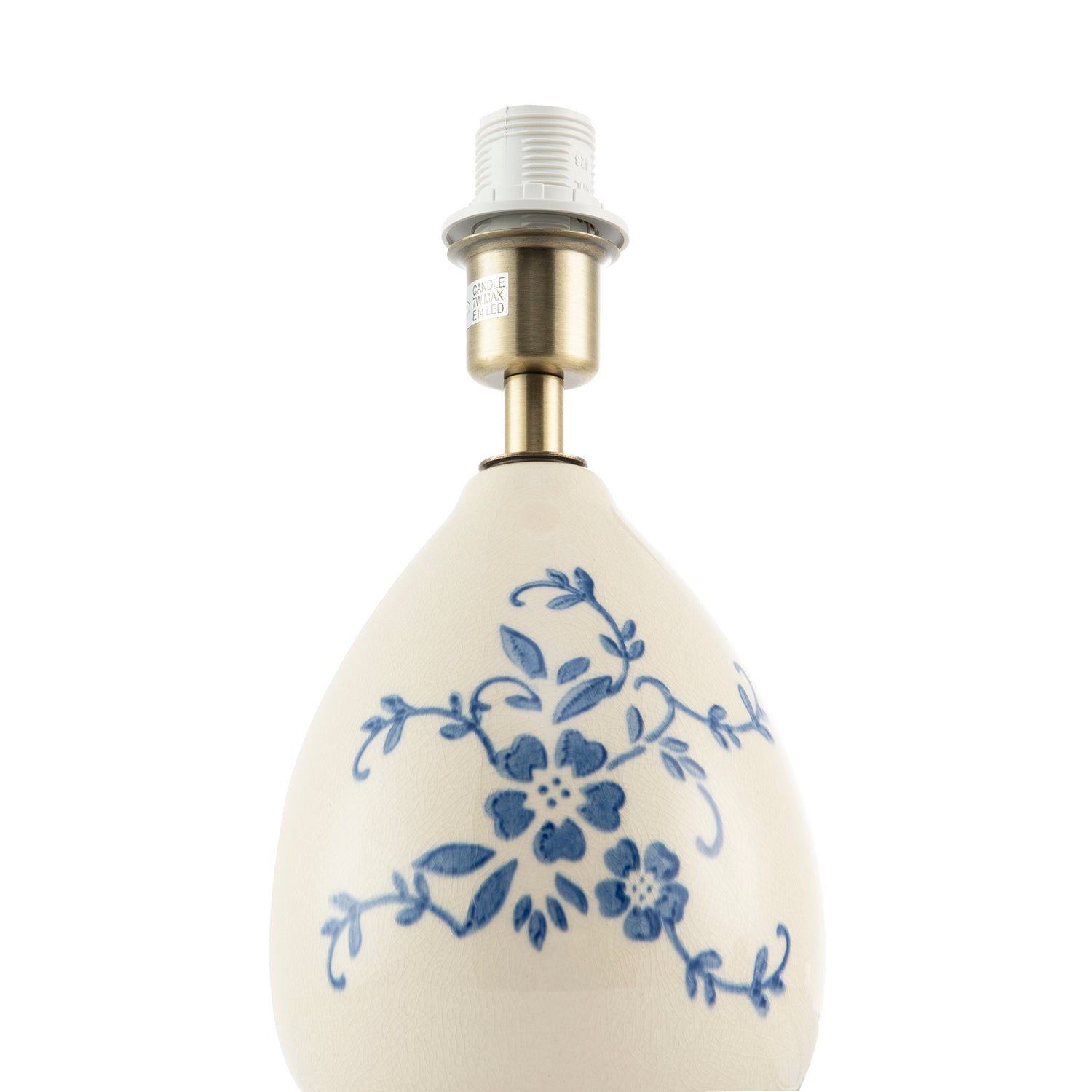 Hand Painted Blue Floral Themed Ceramic Table Lamp Base with Switch Image 4