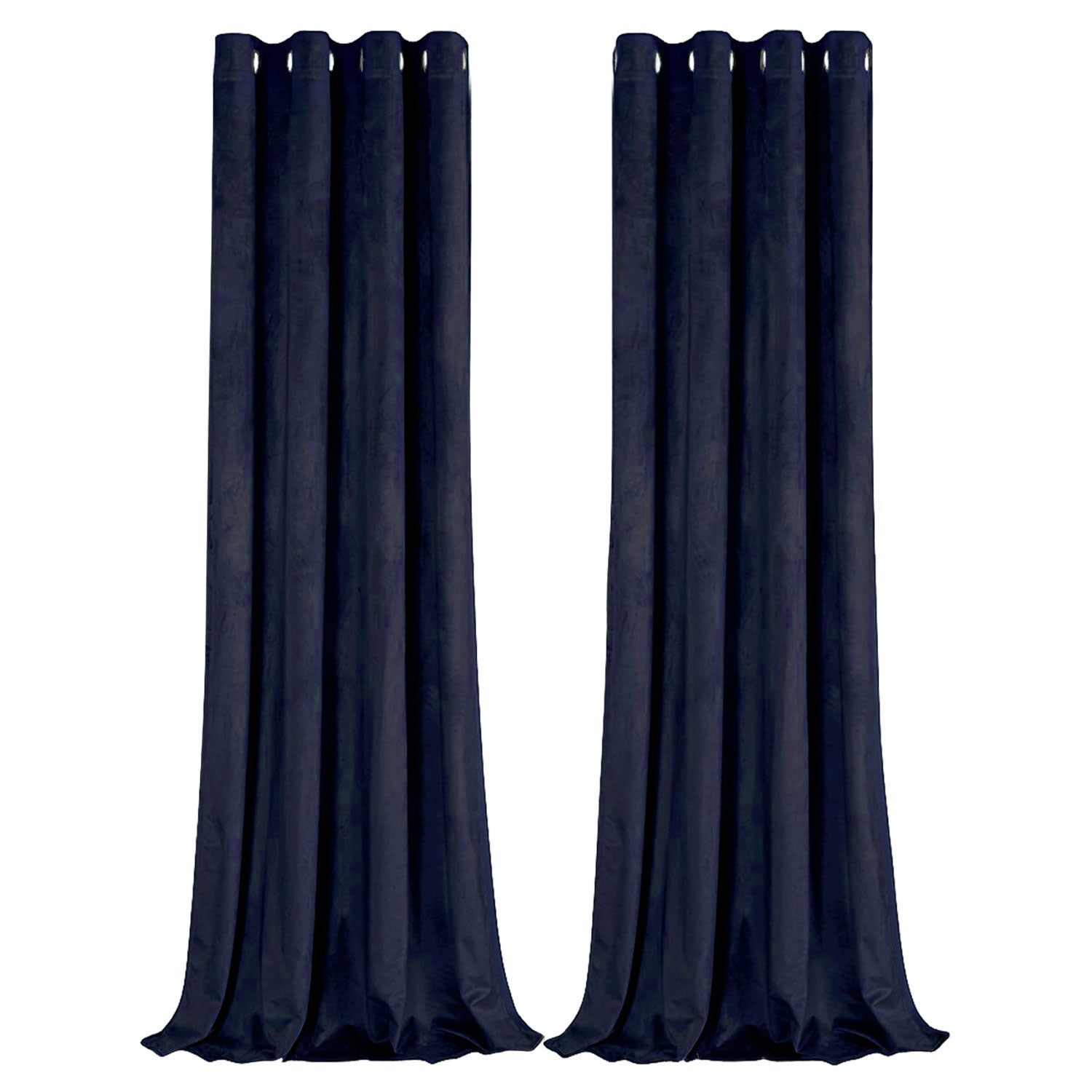 Midnight Blue Velvet Blackout Eyelet Curtains - 46x54 Inch Drop - Pair Image 1