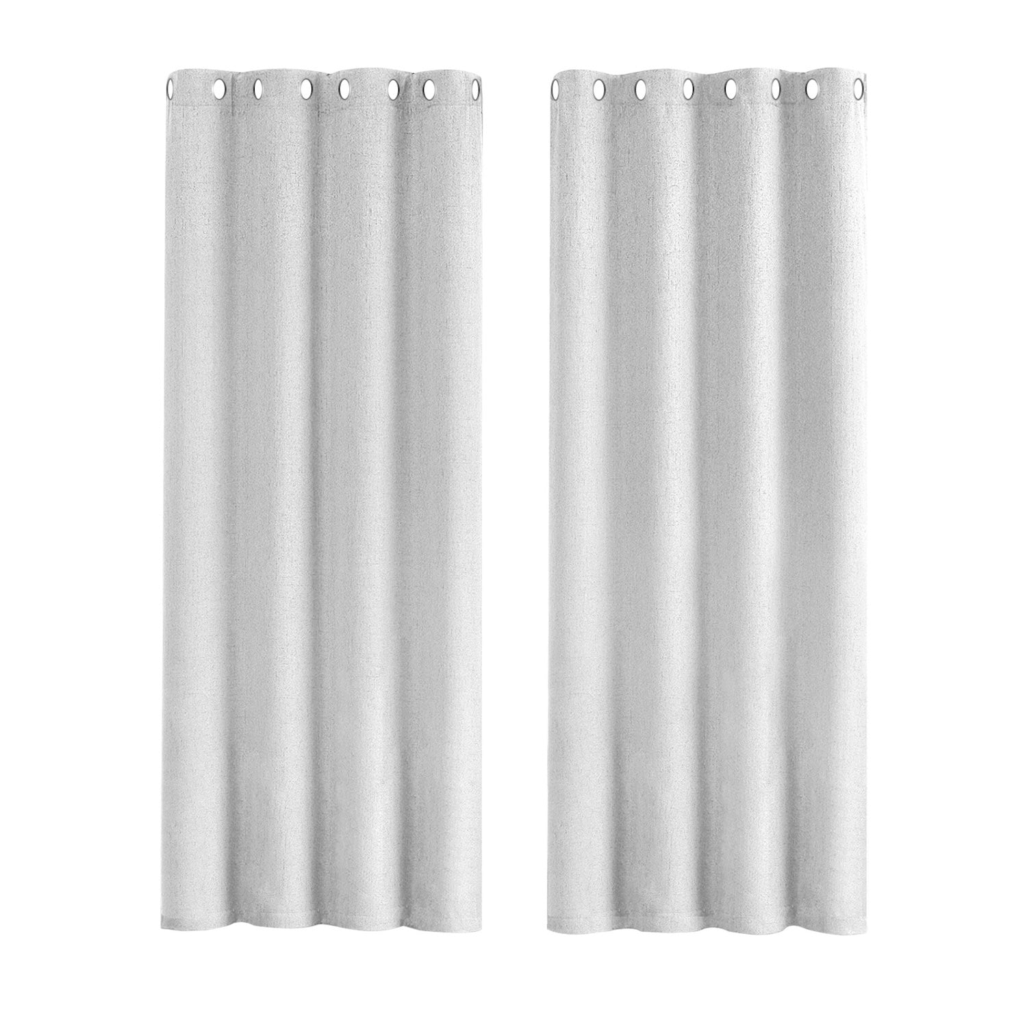 Off White Lined Blackout Eyelet Curtains - 46 x 63 Inch Drop - 2 Panel Image 1
