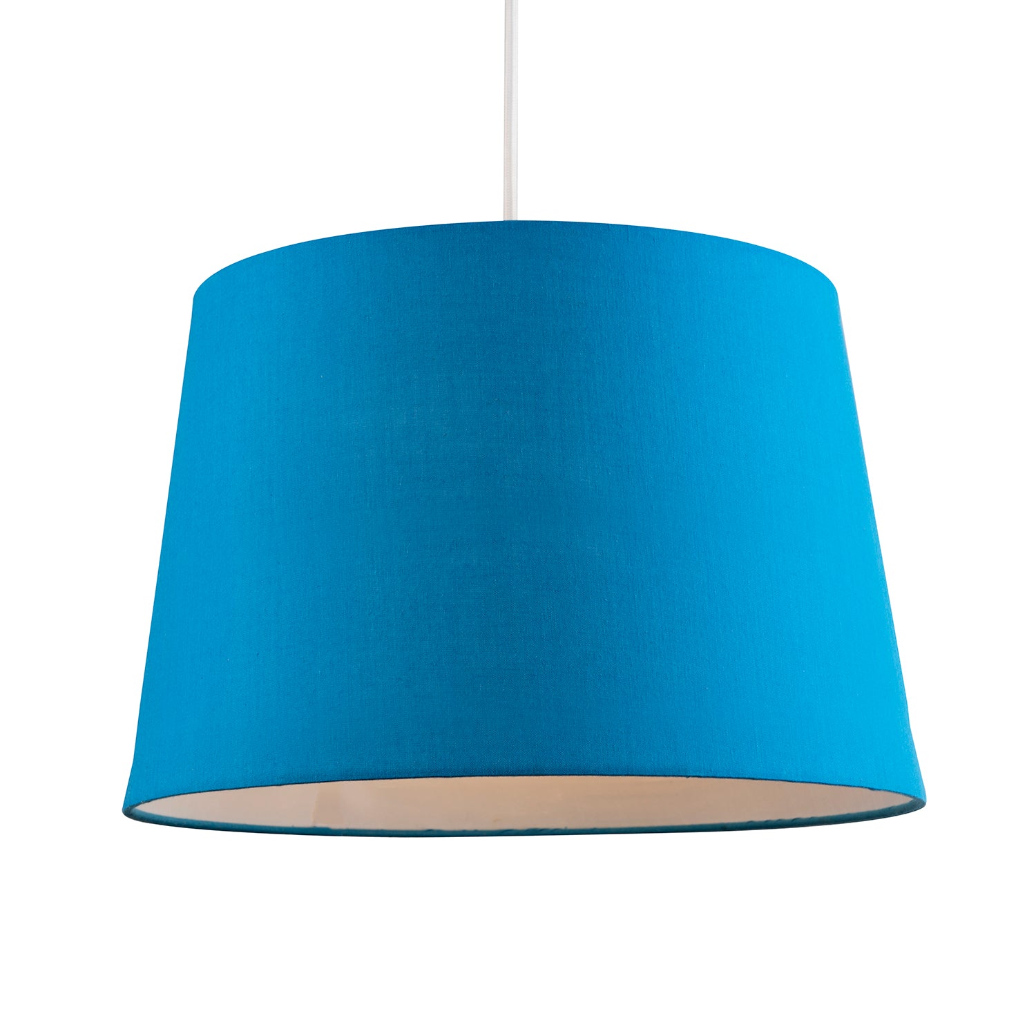 Royal Blue Cotton Fabric 12inch Drum Lampshade with White Cotton Inner Image 2