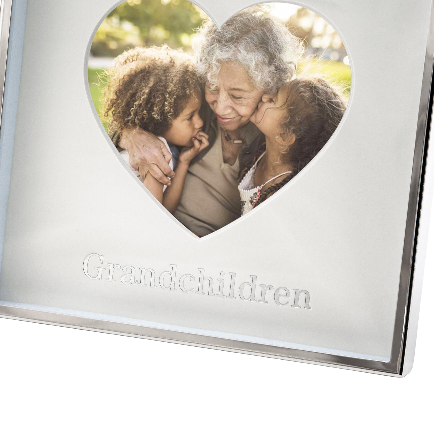 Grandchildren Heart Frame for 4x4 Picture in Nickel Plated with Silver Foil Image 4