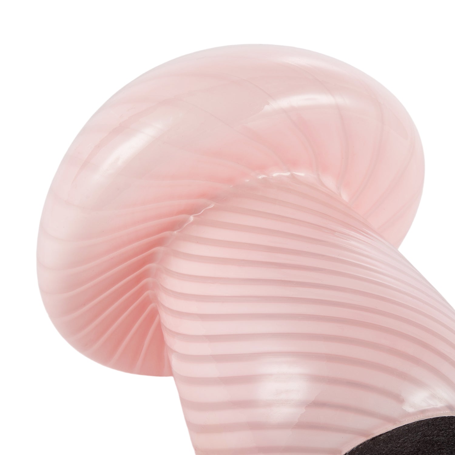 Contemporary Mushroom Glass Table Lamp with Pink Stripe Effect Pattern Image 5