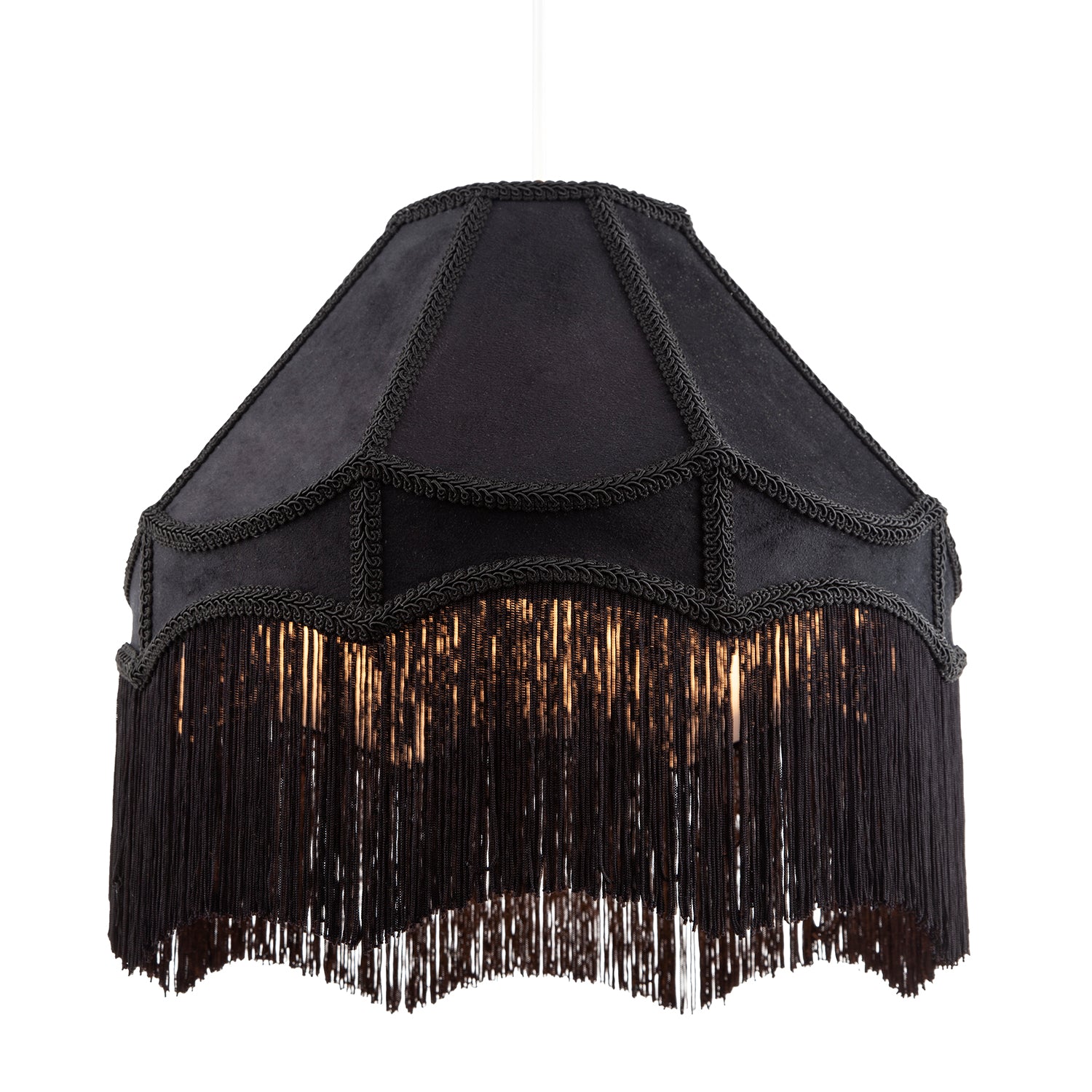 Traditional Victorian Empire 40cm Lamp Shade in Jet Black with Tassels Image 2