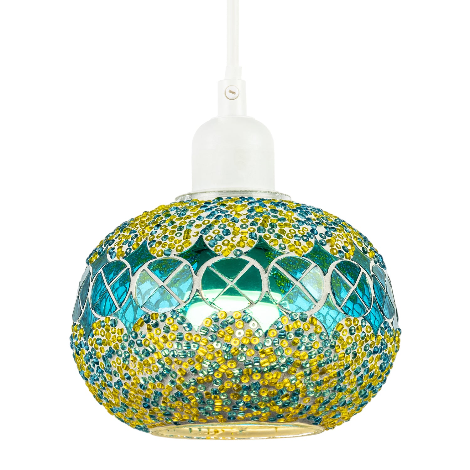 Glass Globe Mosaic Ceiling Pendant Lighting Shade with Rounded Shape Image 2