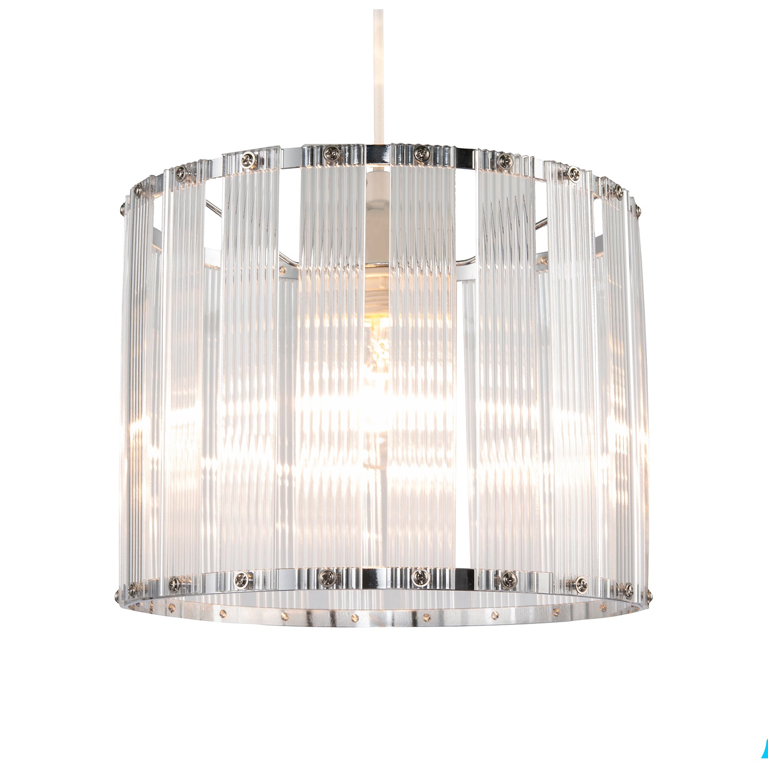 Designer Pendant Light Shade with Rippled Acrylic Transparent Columns Image 2
