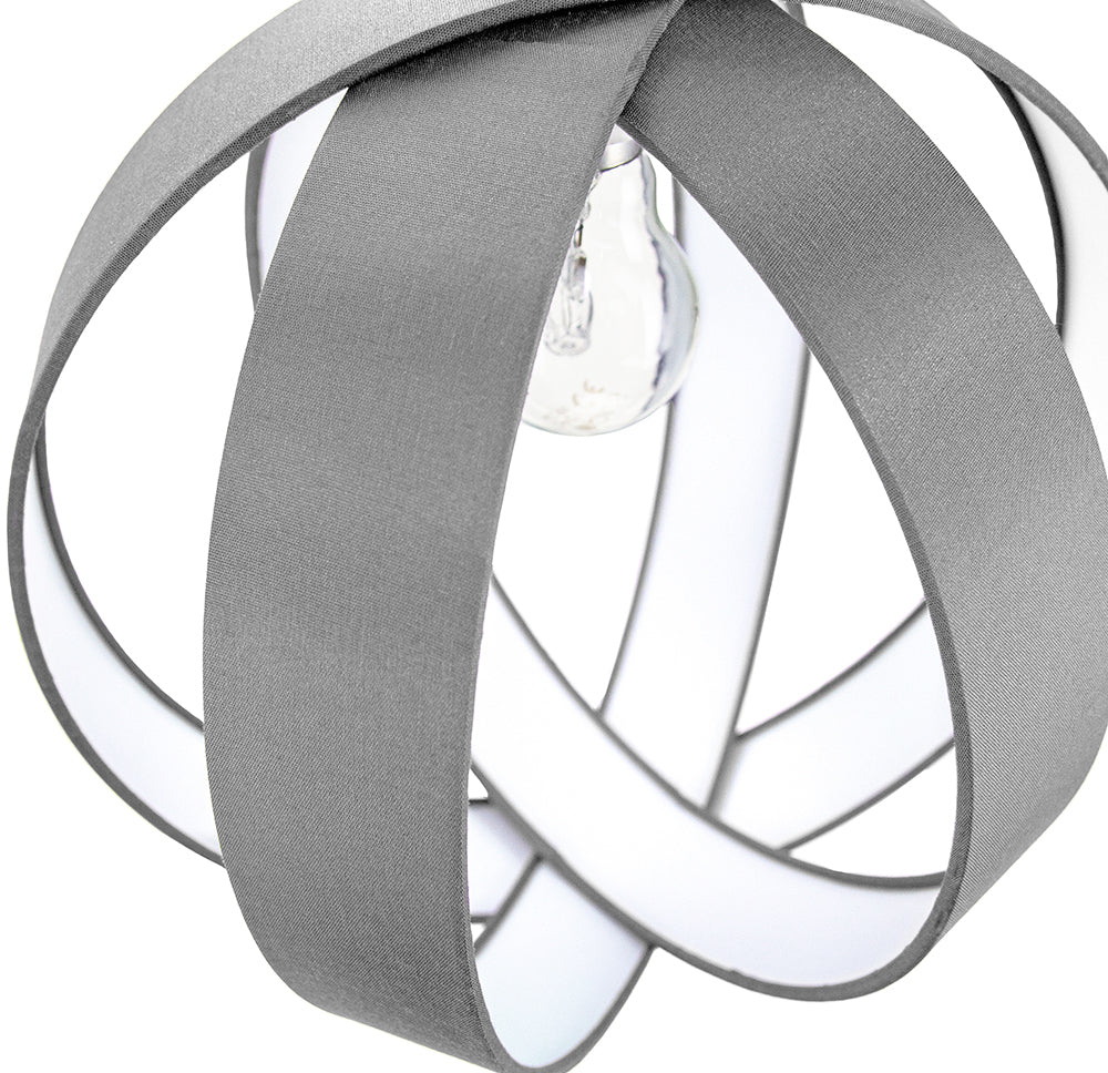 Modern Grey Faux Silk Fabric Cocoon Globe Design Ceiling Pendant Light Shade Image 4