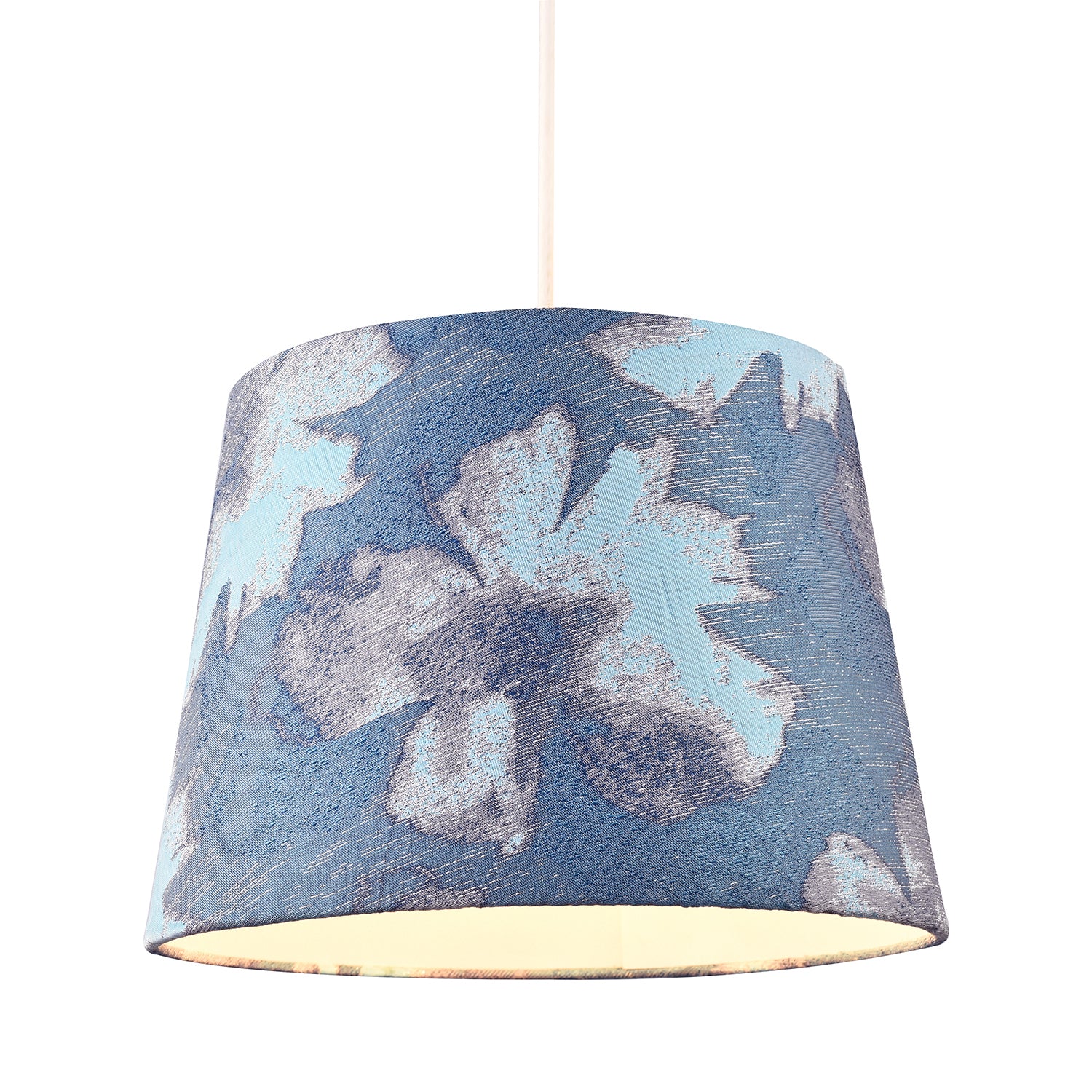 Duck Egg and Blue Floral Drum Lamp Shade with Cotton Inner Lining Image 2