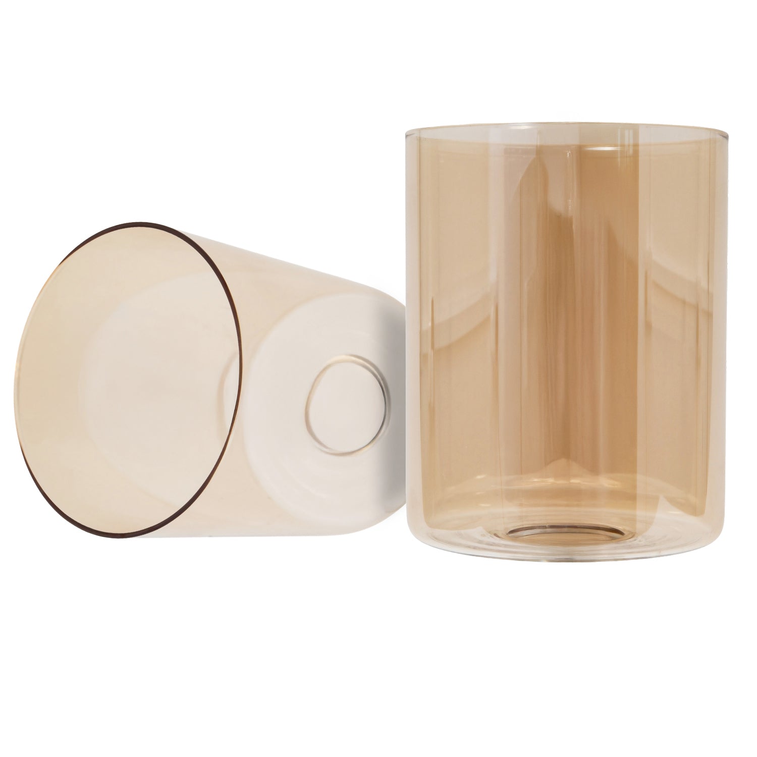 Pair of Amber Tinted Glass Shades with Rectangular Shape for E14 and E27 Bulbs Image 2