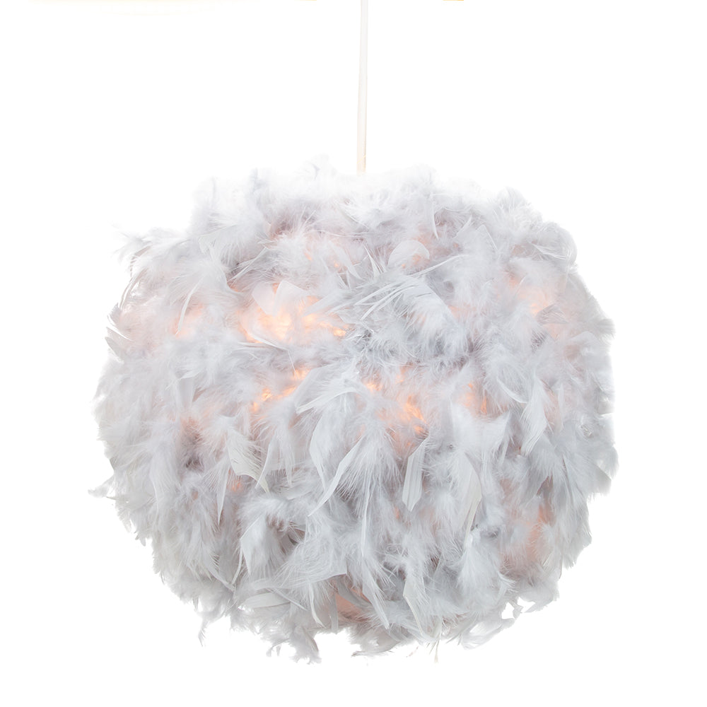 Eye-Catching and Modern Small Grey Feather Decorated Pendant Lighting Shade Image 2