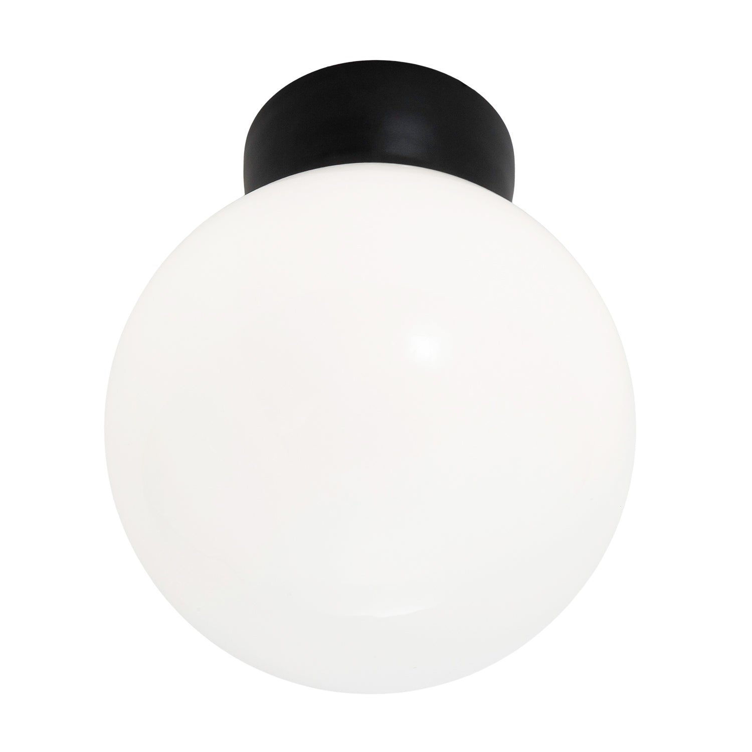 Traditional Matte Black and Opal Glass Globe IP44 Bathroom Ceiling Light Fitting Image 4