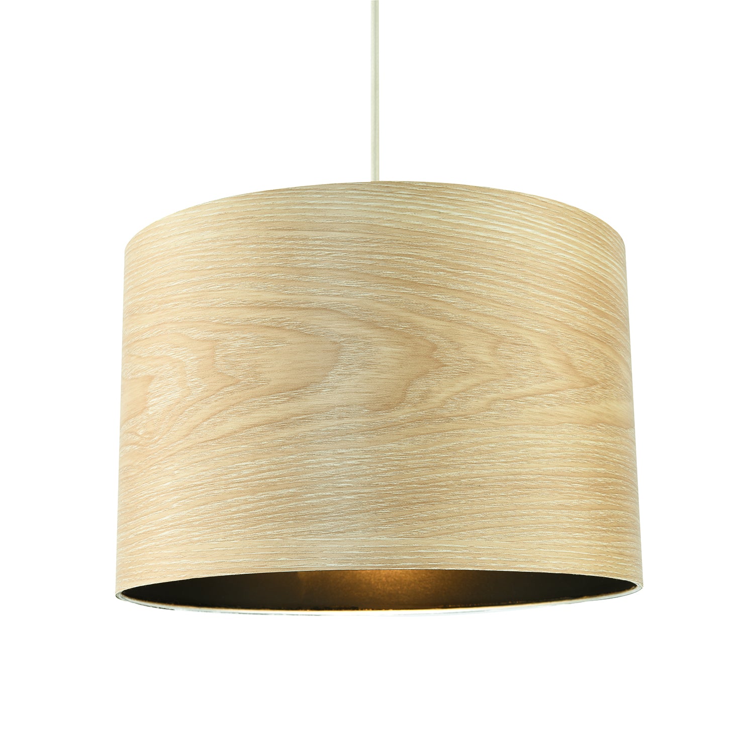 Designer Bamboo Wood Effect Round Lamp Shade with Inner Black Lining Image 3