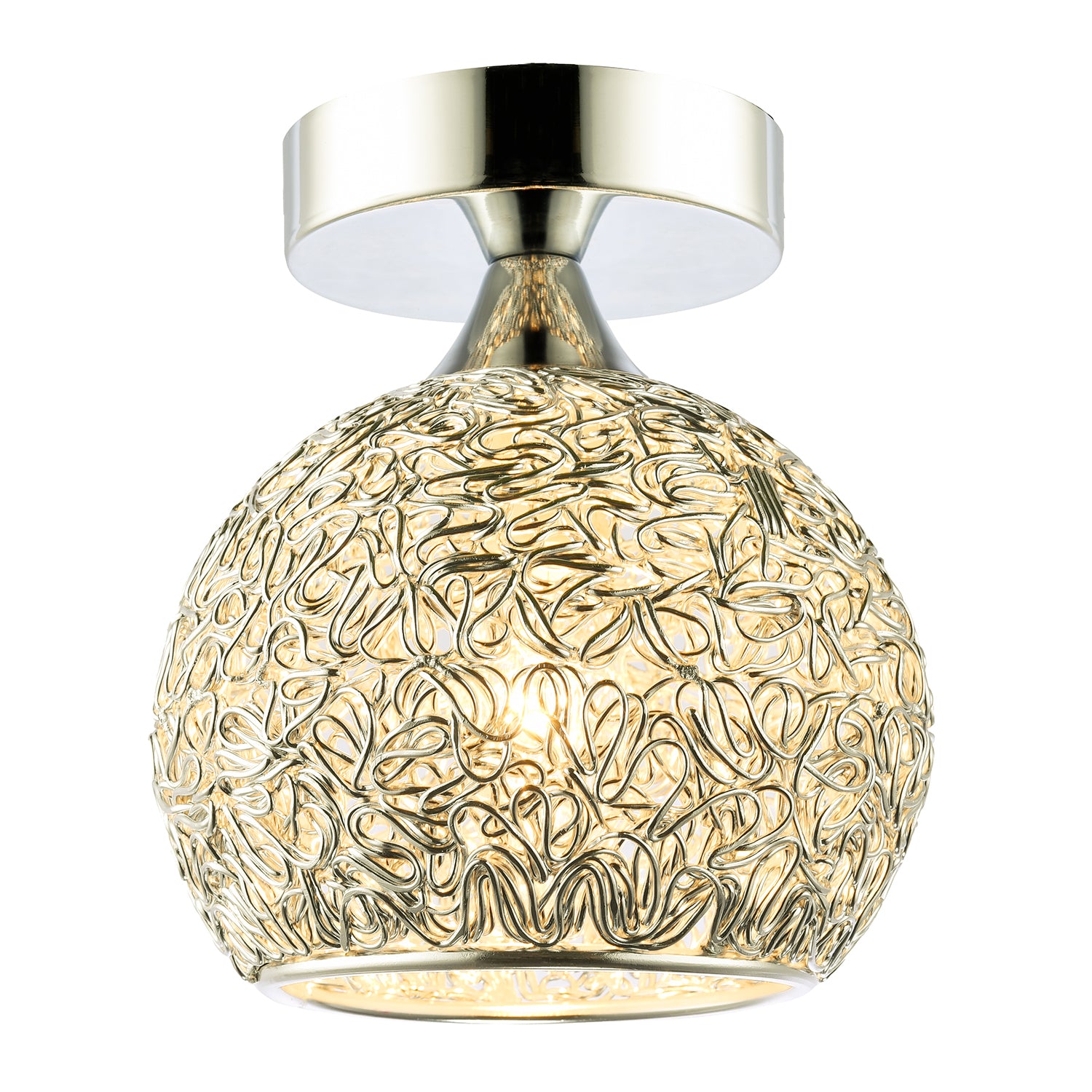 Modern Polished Chrome Ceiling Light Fitting with Twisting Metal Shade Image 2