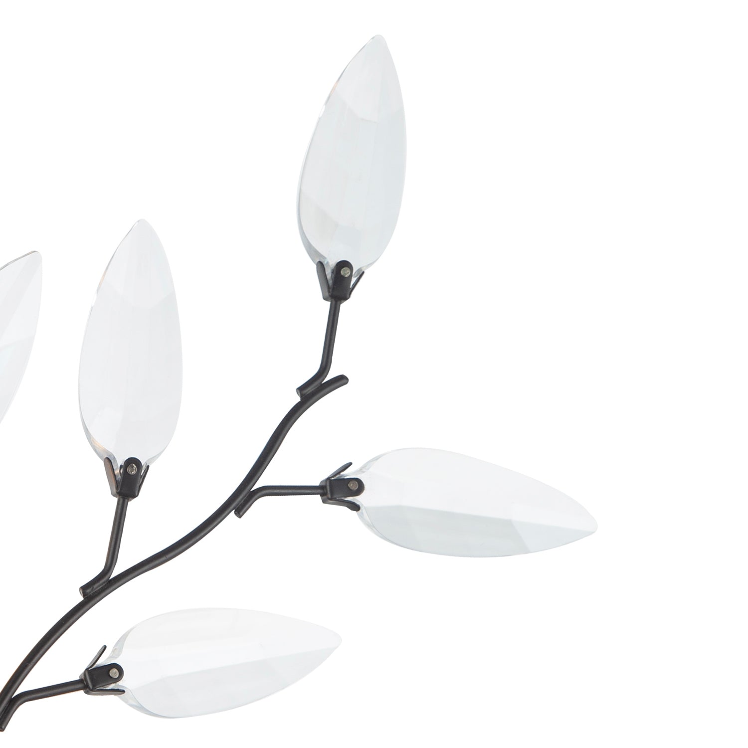 Modern Birch Matte Black Wall Lighting Fixture with Transparent Acrylic Leaves Image 5