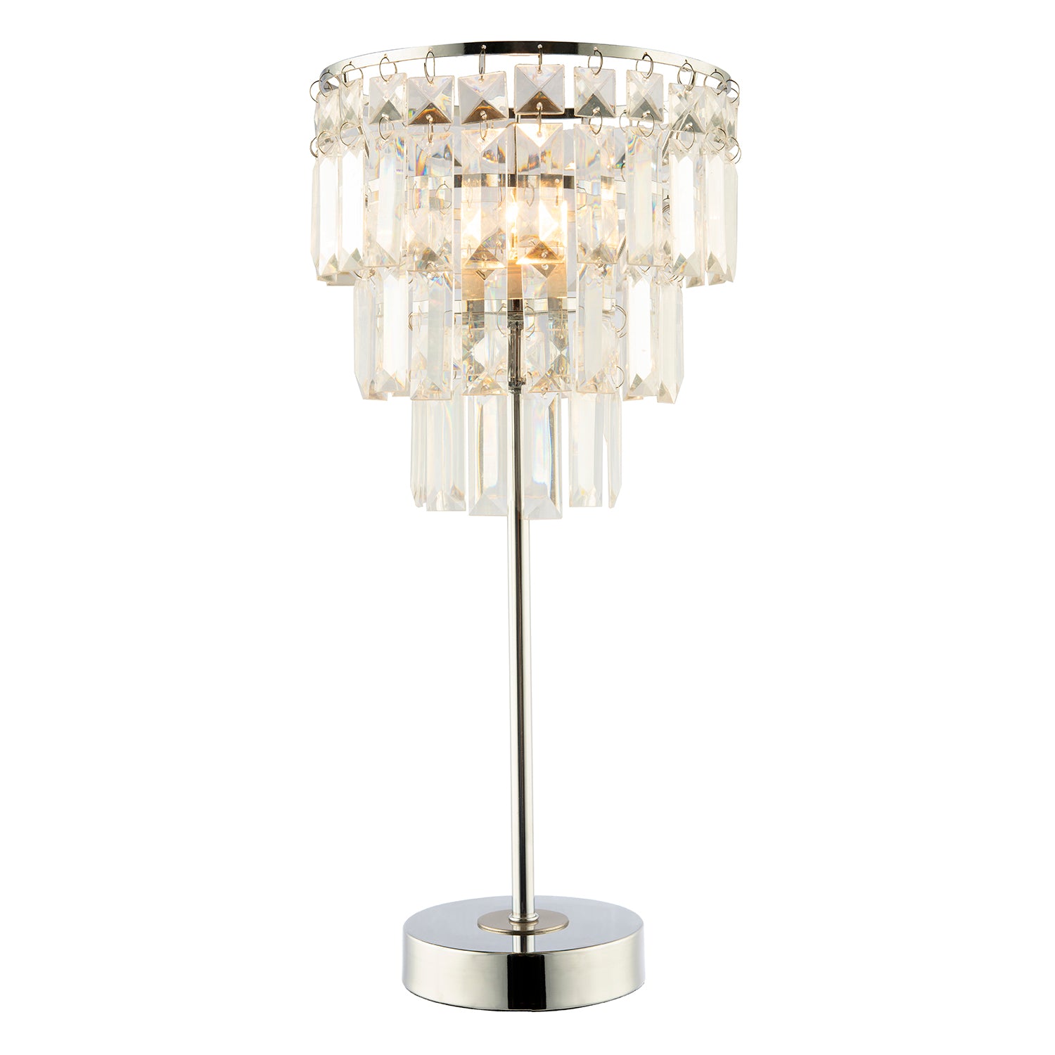 Modern Chrome Table Lamp with Clear Acrylic Decor Three Tier Waterfall Design Image 2