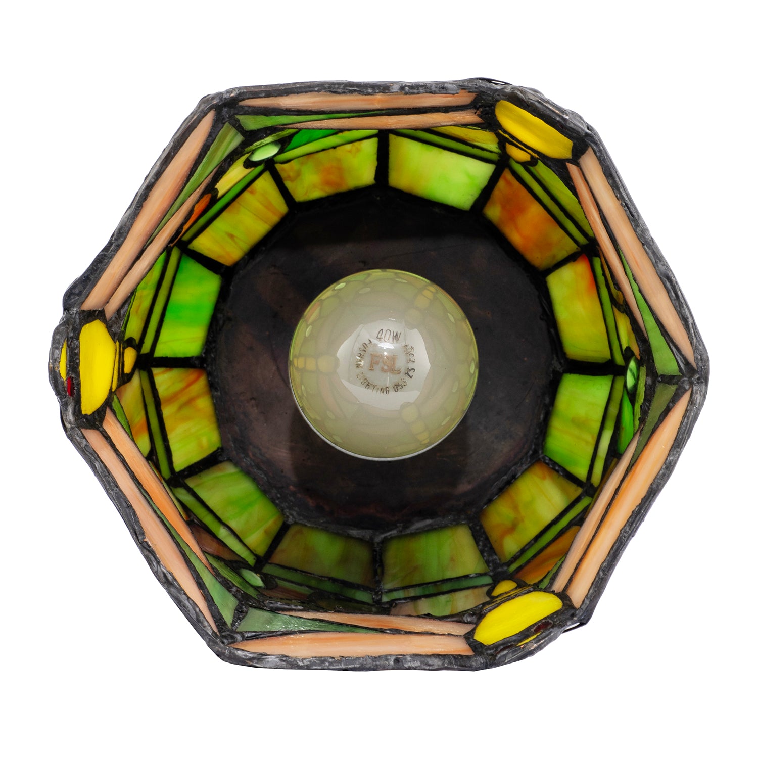 Classic Dragonfly Tiffany Uplighter Lamp in Green and Toned Amber Image 5