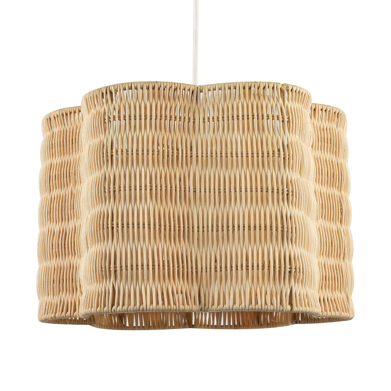 Classic Scallop Edged Natural Rattan Wicker Pendant Lighting Shade Image 2