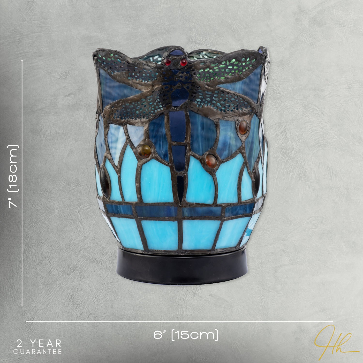 Classic Dragonfly Tiffany Uplighter Lamp in Midnight and Sky Blue Image 7