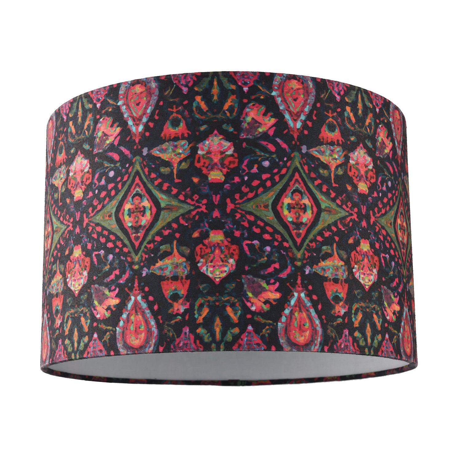 Bohemian Kaleidoscope Cotton Lamp Shade with Green and Red Colouring Image 1