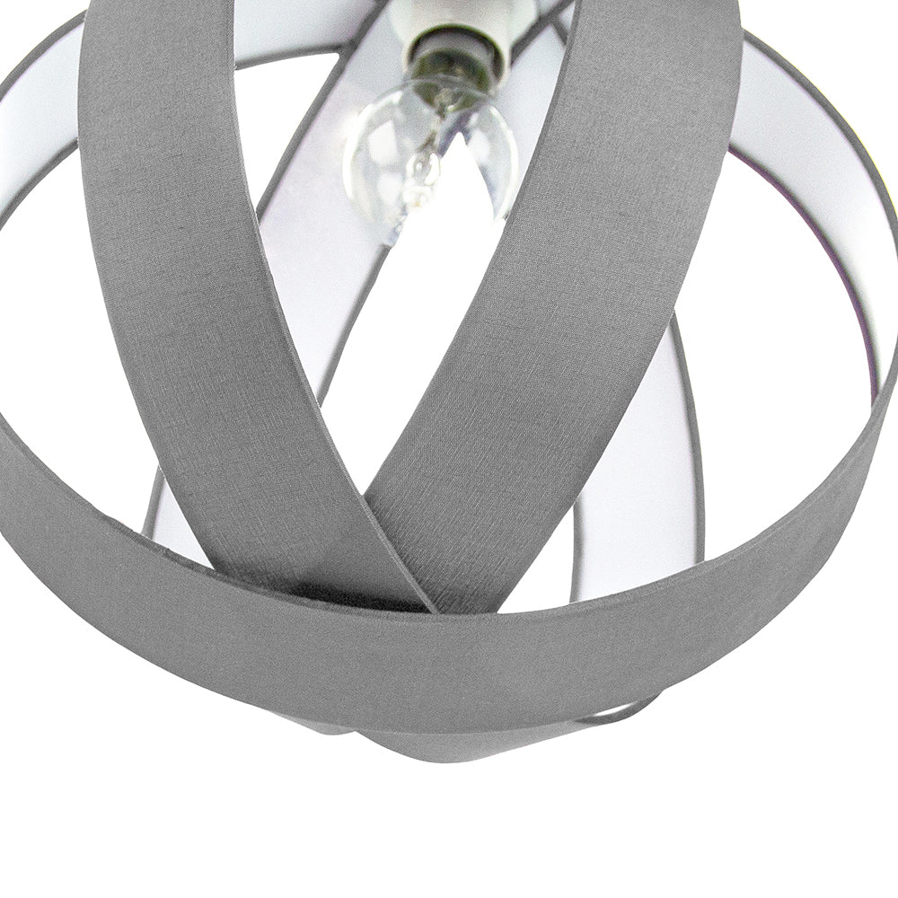 Modern Grey Faux Silk Fabric Cocoon Globe Design Ceiling Pendant Light Shade Image 3