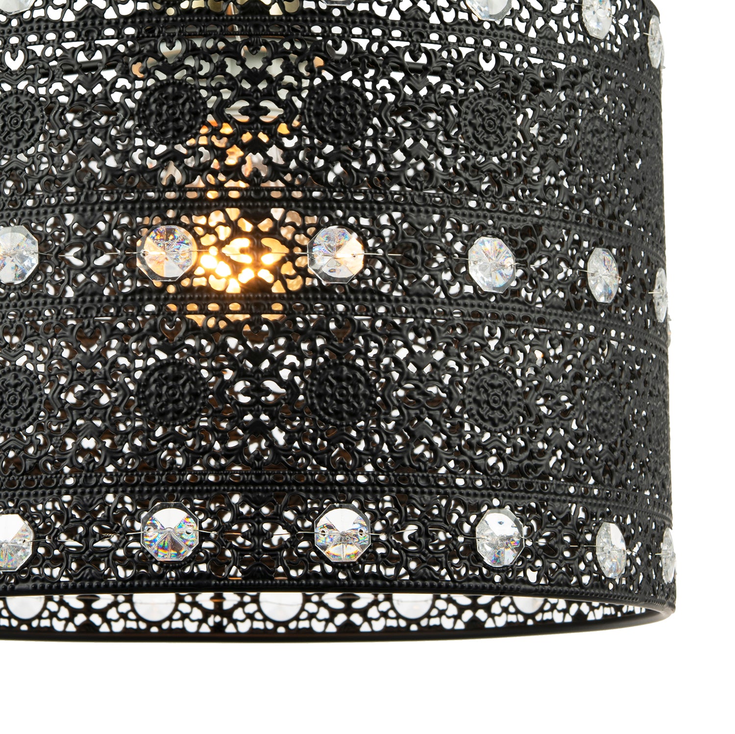 Classic Matte Black Acrylic Gem Moroccan Style Chandelier Pendant Light Shade Image 3