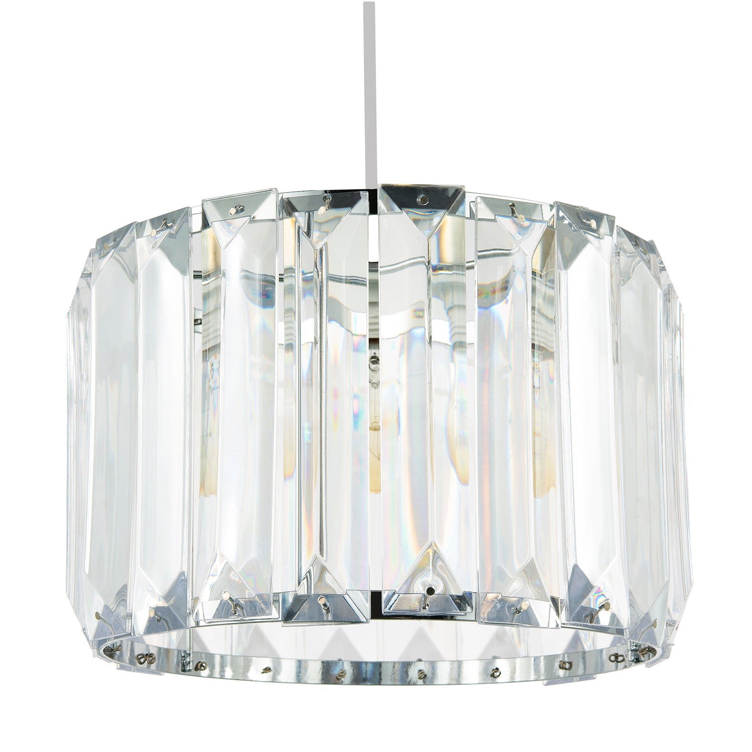 Contemporary Easy Fit Chrome Pendant Shade with Clear Acrylic Rectangular Rods Image 2