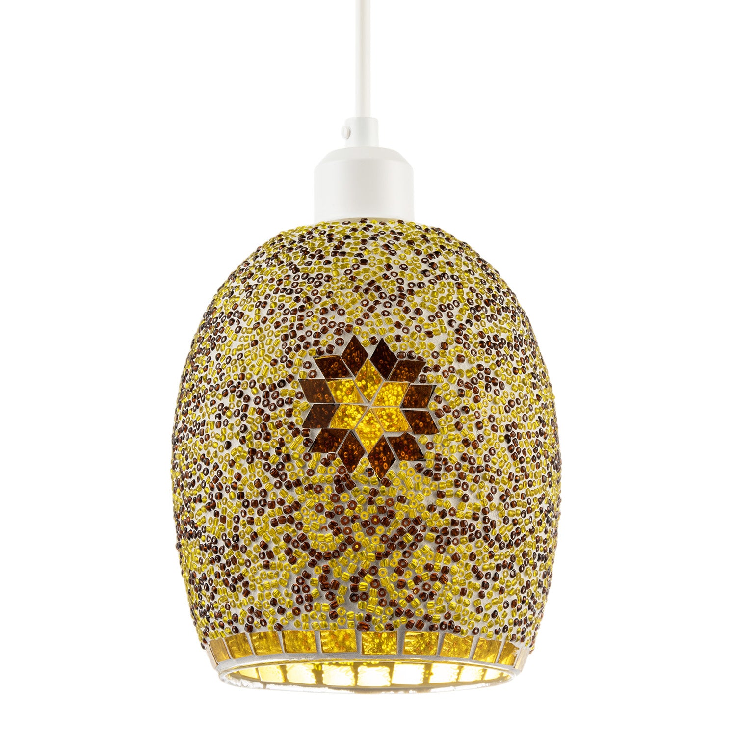 Dome Shaped Pendant Light Shade with Glass Mosaic Beaded Construction Image 1