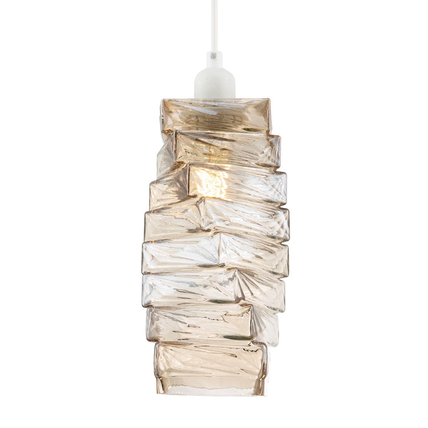 Sleek Gold Tinted Pendant Light Shade with Staggered Rectangular Body Image 2
