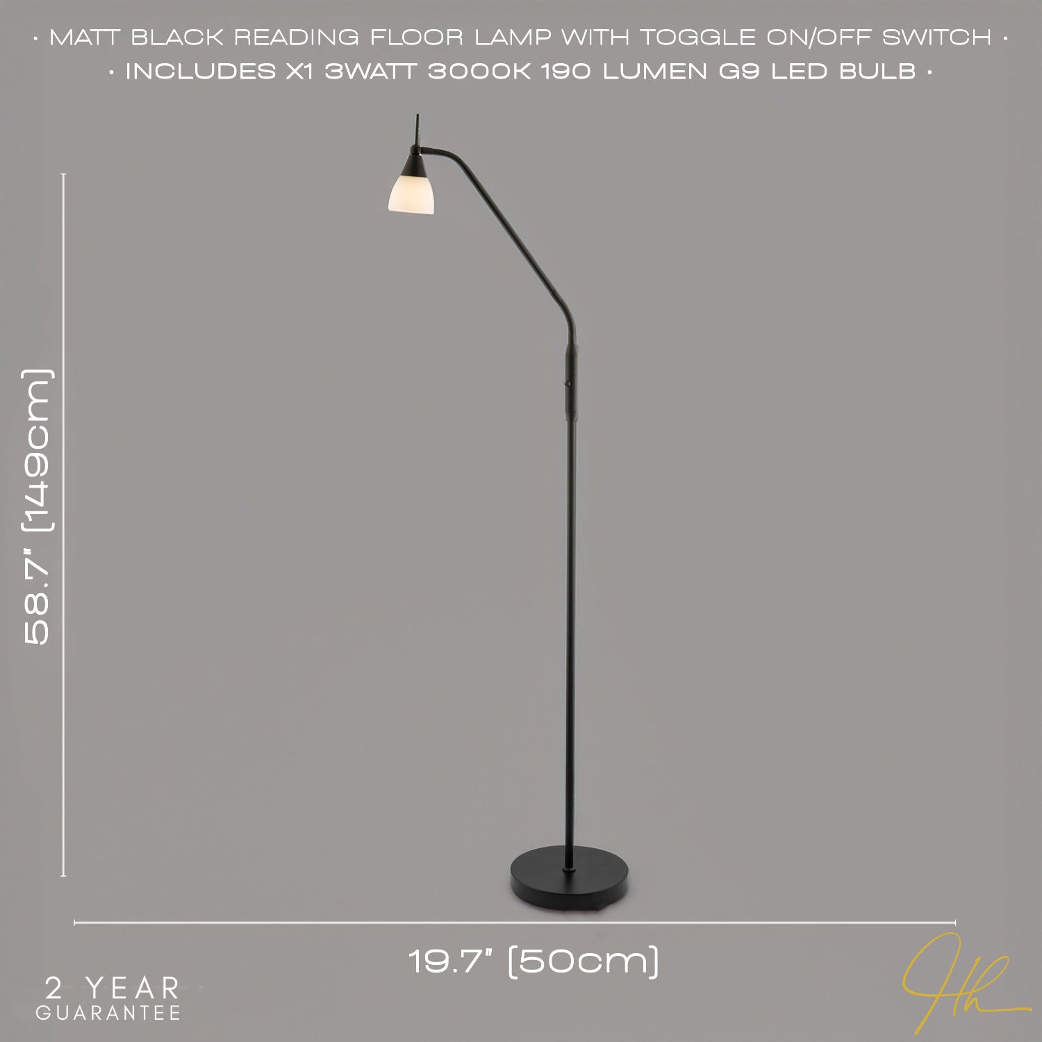 Traditional Reading Floor Lamp in Matte Black with Toggle Switch and Glass Shade Image 6