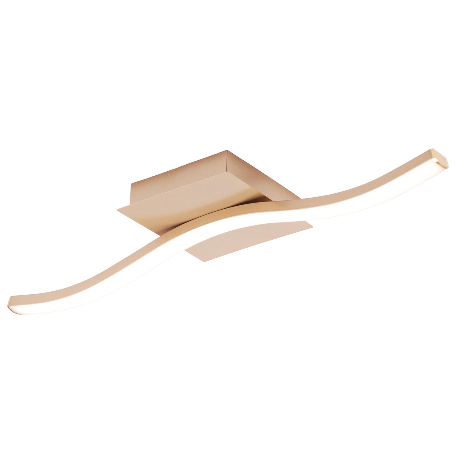 Contemporary Designer Single Wavy Strip LED Ceiling Light Fitting in Matte Gold Image 2