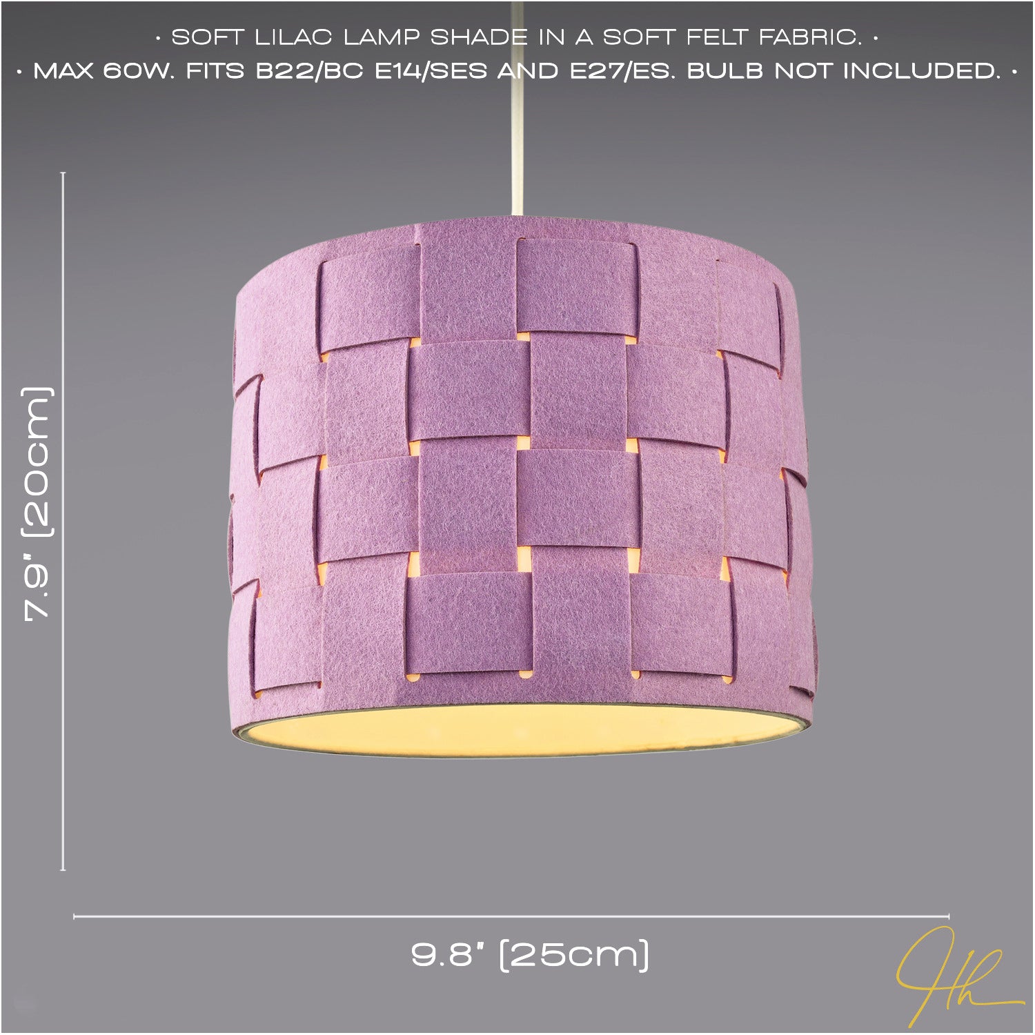 Modern Designer Woven Cross Hatch Felt Drum 10 Inch Lamp Shade in Soft Lilac Image 6