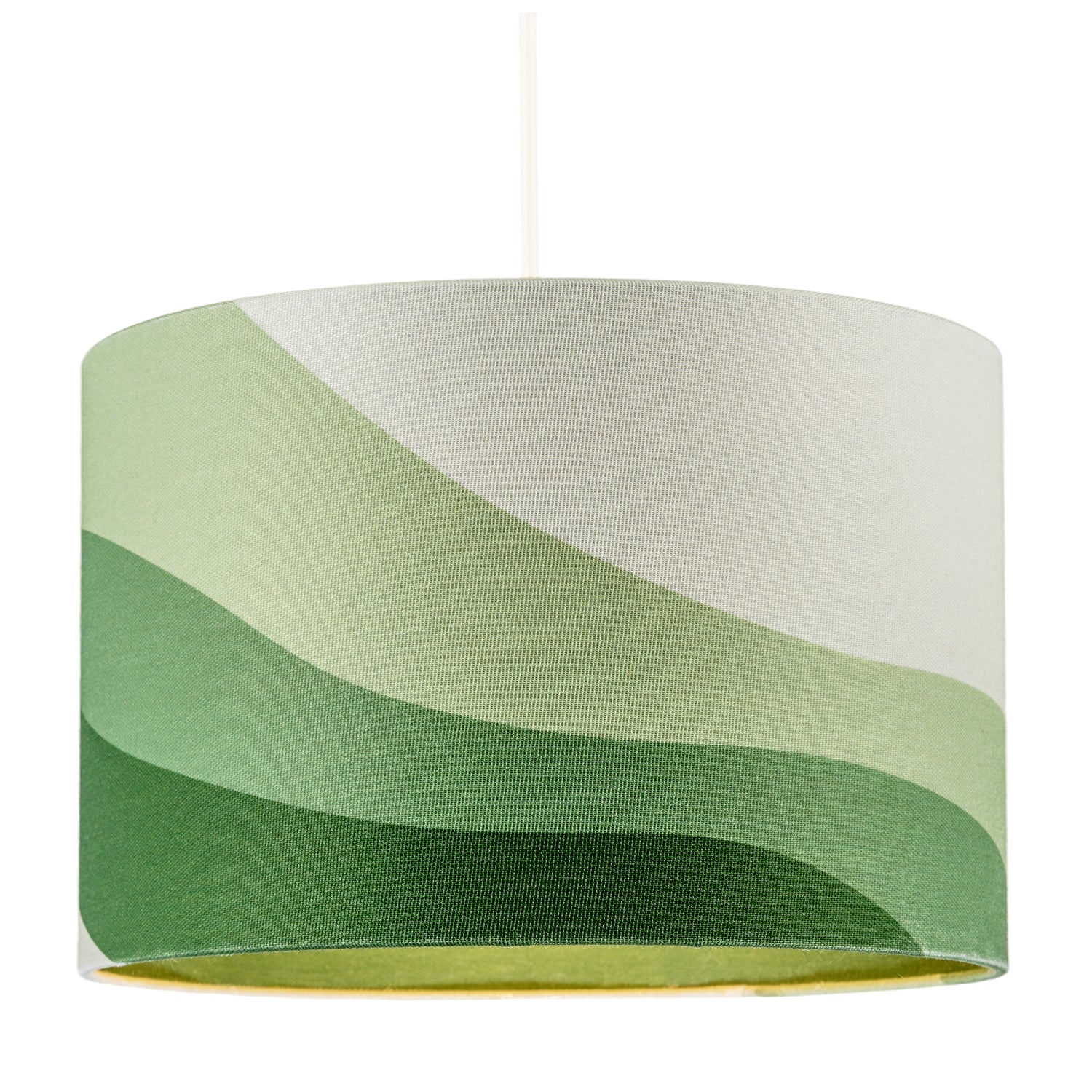 Forest Green Linen Fabric Lamp Shade with Inner and Outer Wavy Design Image 2