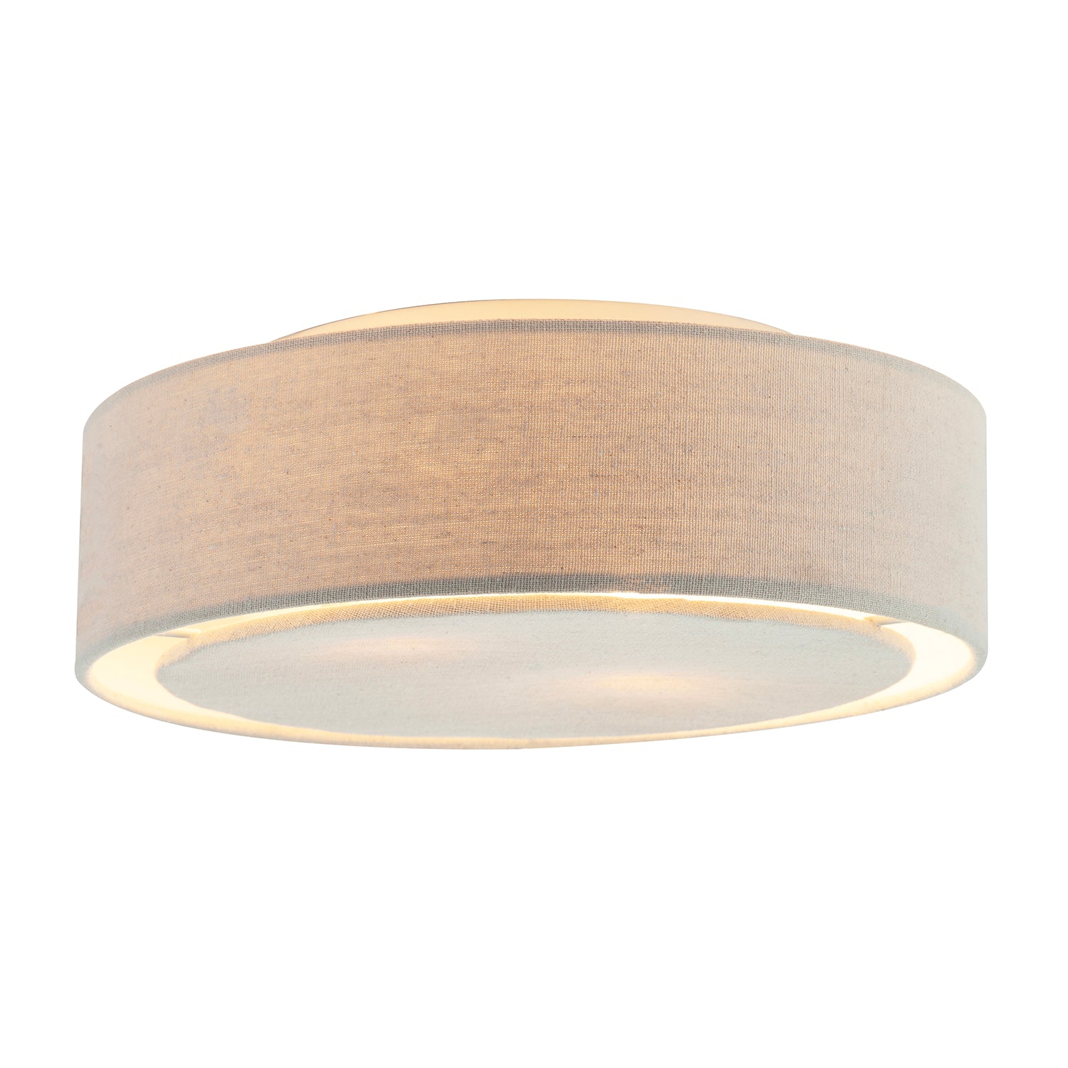 Modern Flush Linen Fabric Ceiling Light Fitting with Diffuser Plate Image 1
