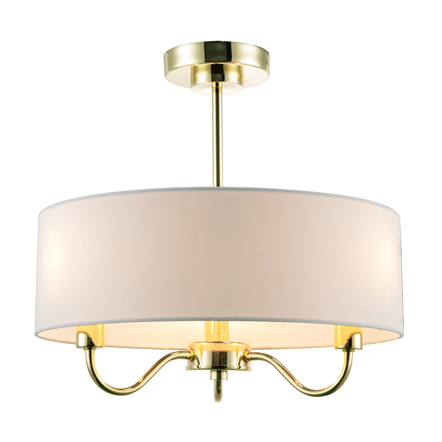 Chic Chandelier Semi Flush Ceiling Light in Polished Gold with Shade Image 2