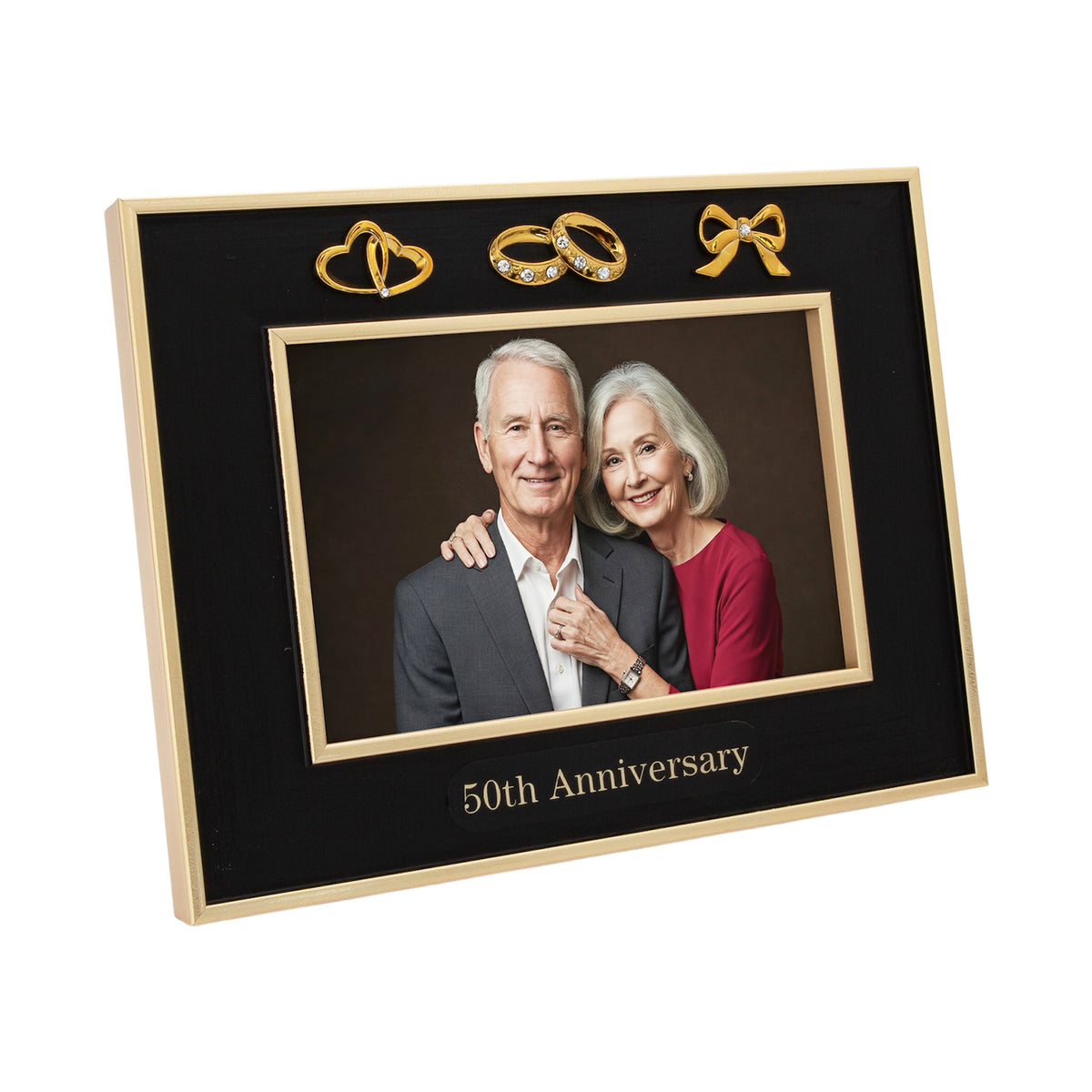 50th Anniversary Picture Frame in Matte Black with Brushed Gold Trim