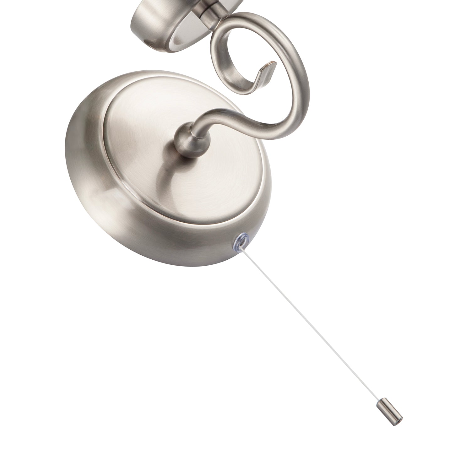 Traditional Satin Nickel Wall Light with Scroll Arm and Pull Switch Image 8