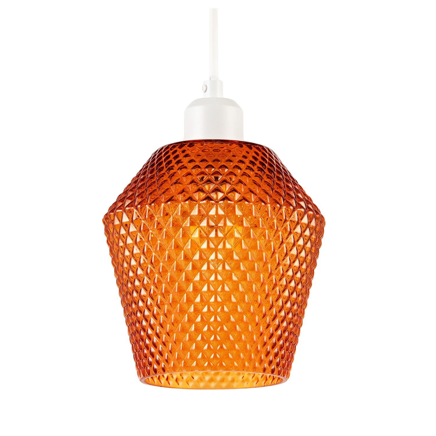 Modern and Compact Diamond Design Vivid Orange Glass Pendant Shade Image 1