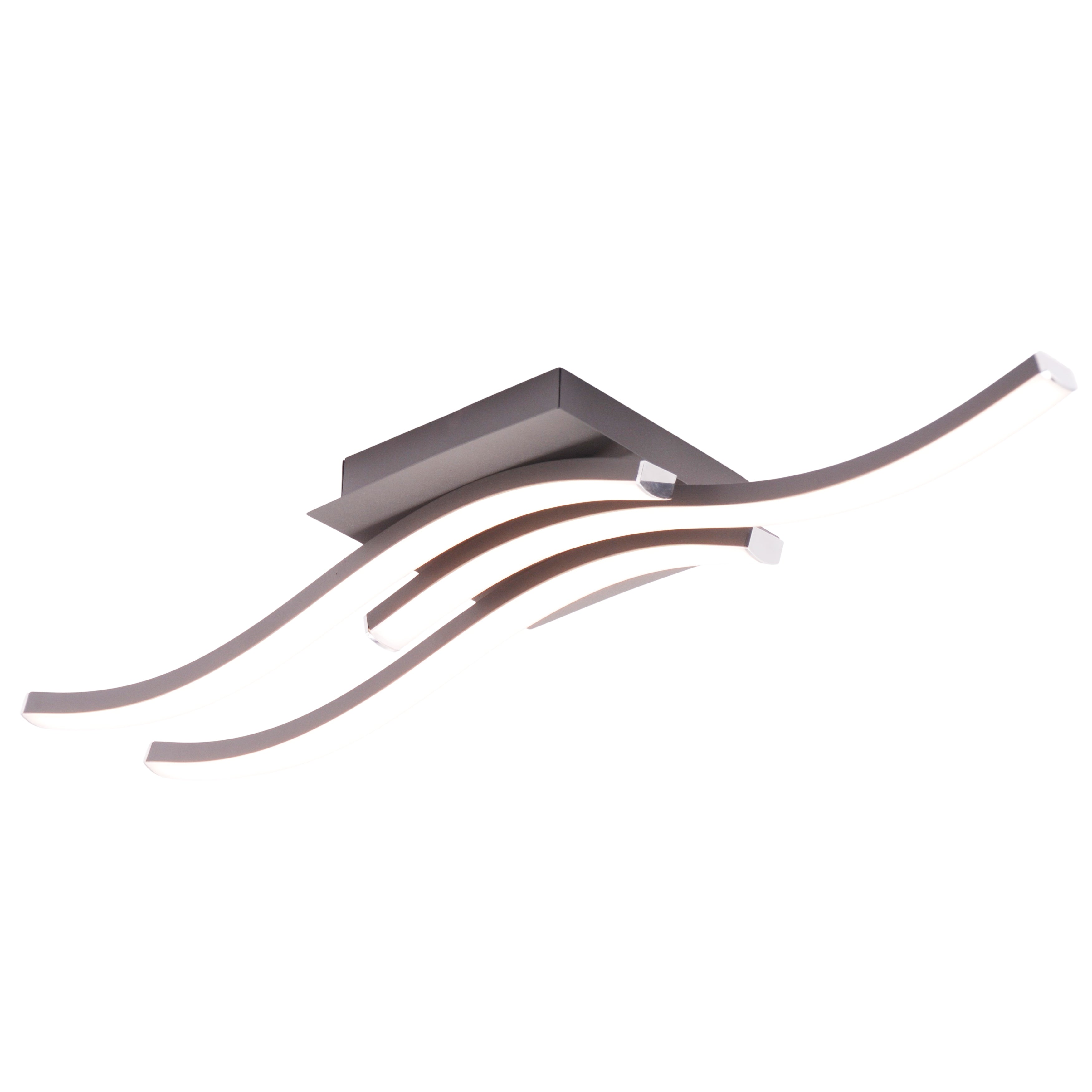 Modern Triple Wavy Strip Flush LED Ceiling Light Fixture in Matte Grey Sand Image 2