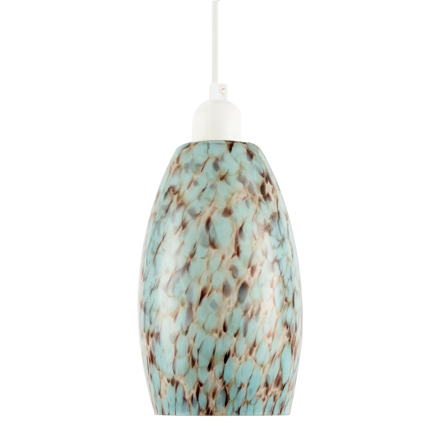 Modern Duck Egg Marble Speckle Effect Glass Cylindrical Pendant Shade Image 1