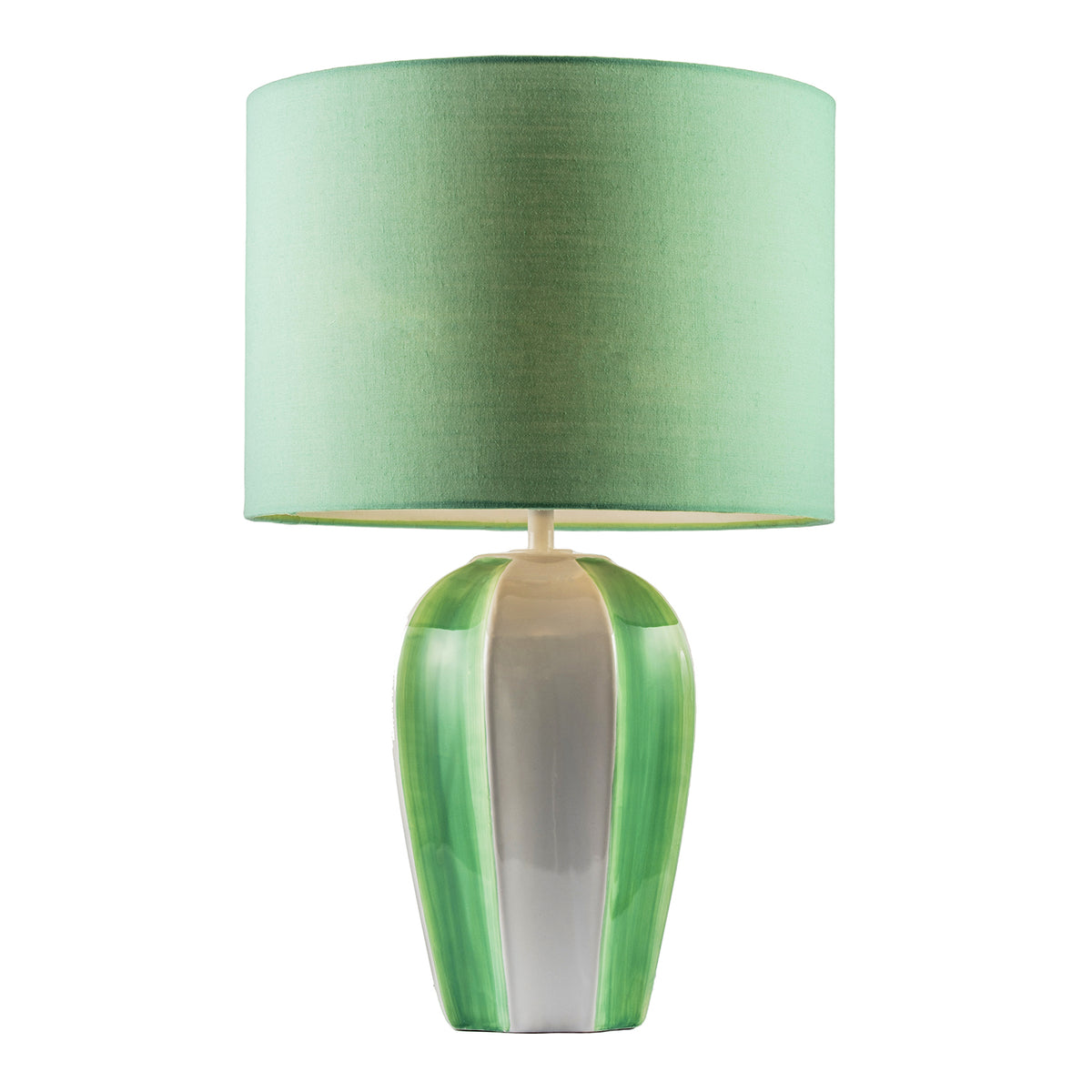 Elegant Hand Painted Emerald Green Ceramic Gloss Table Lamp with Shade Image 2