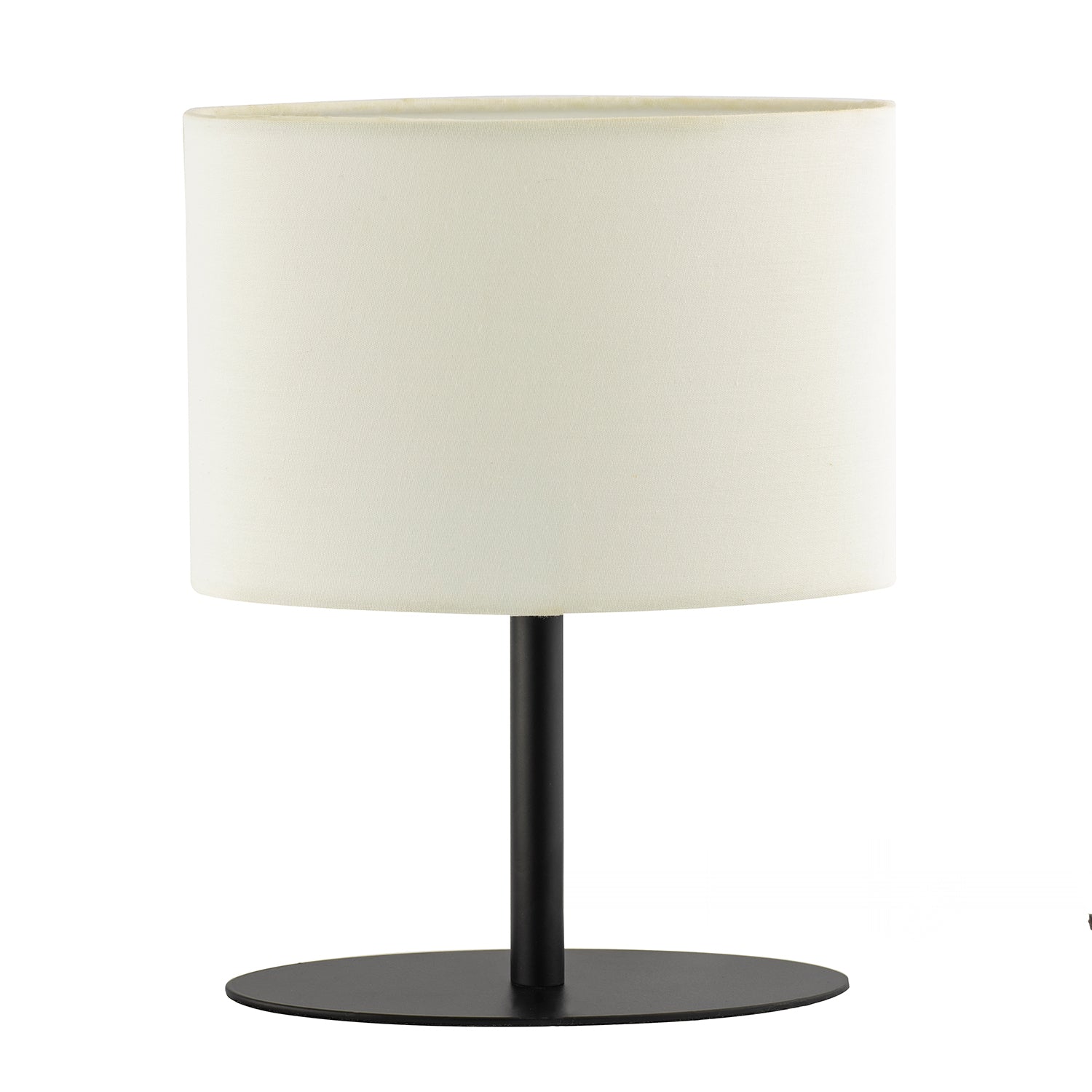 Modern Designer Oval Table Lamp in Matte Black with Off-White Fabric Shade Image 2
