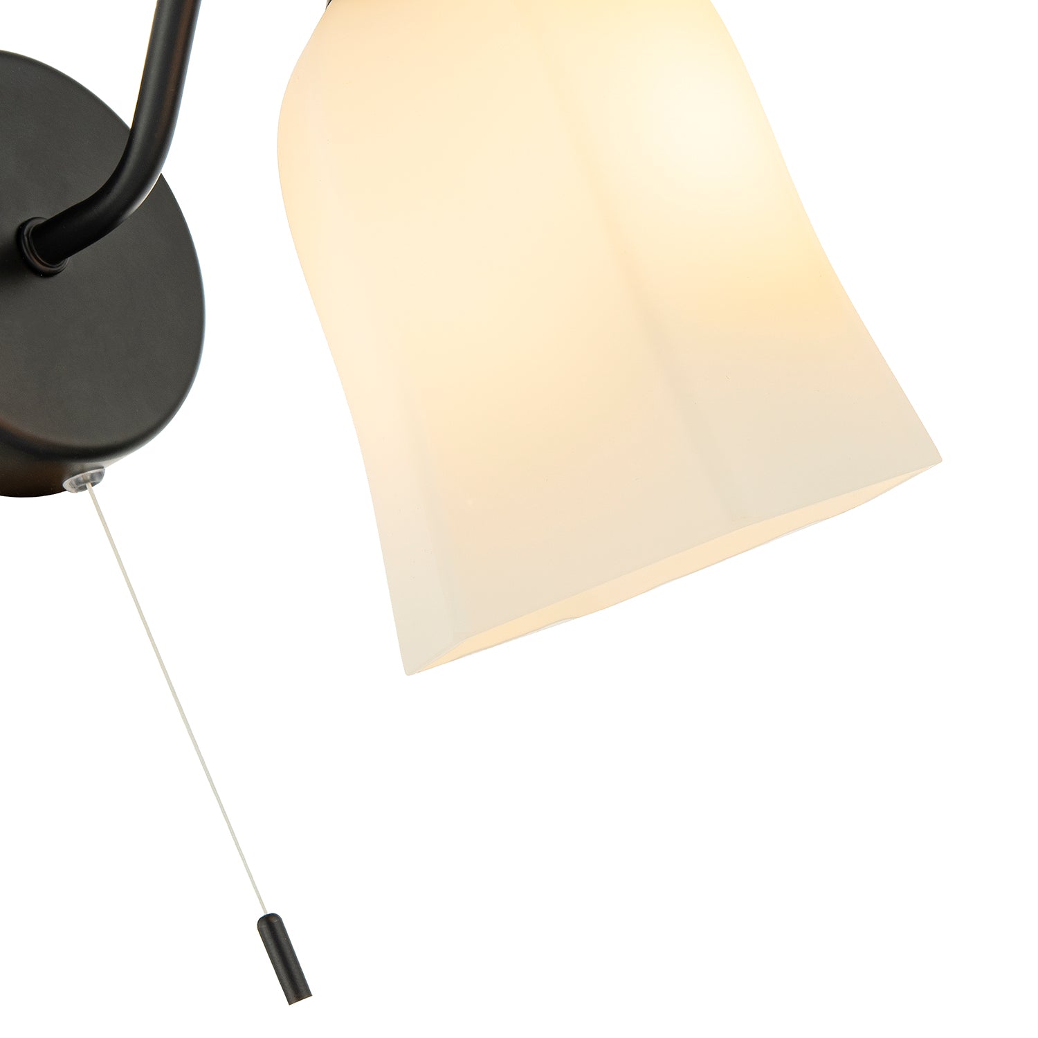 Traditional Switched Downlight Wall Light in Matte Black with Opal Glass Shade Image 4